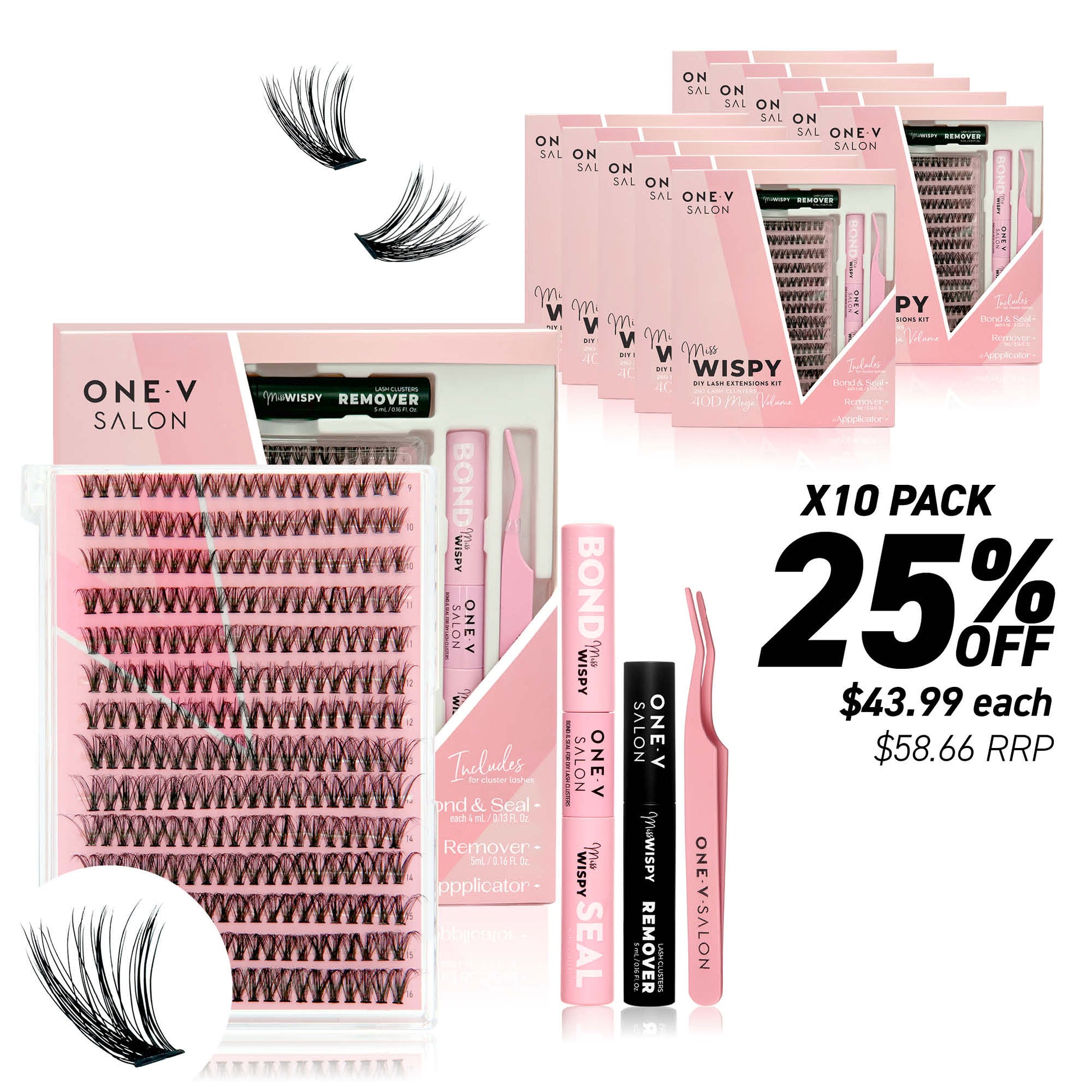 DIY Lash Cluster Complete Kits - 40D (Bundle Pack) - One V Salon