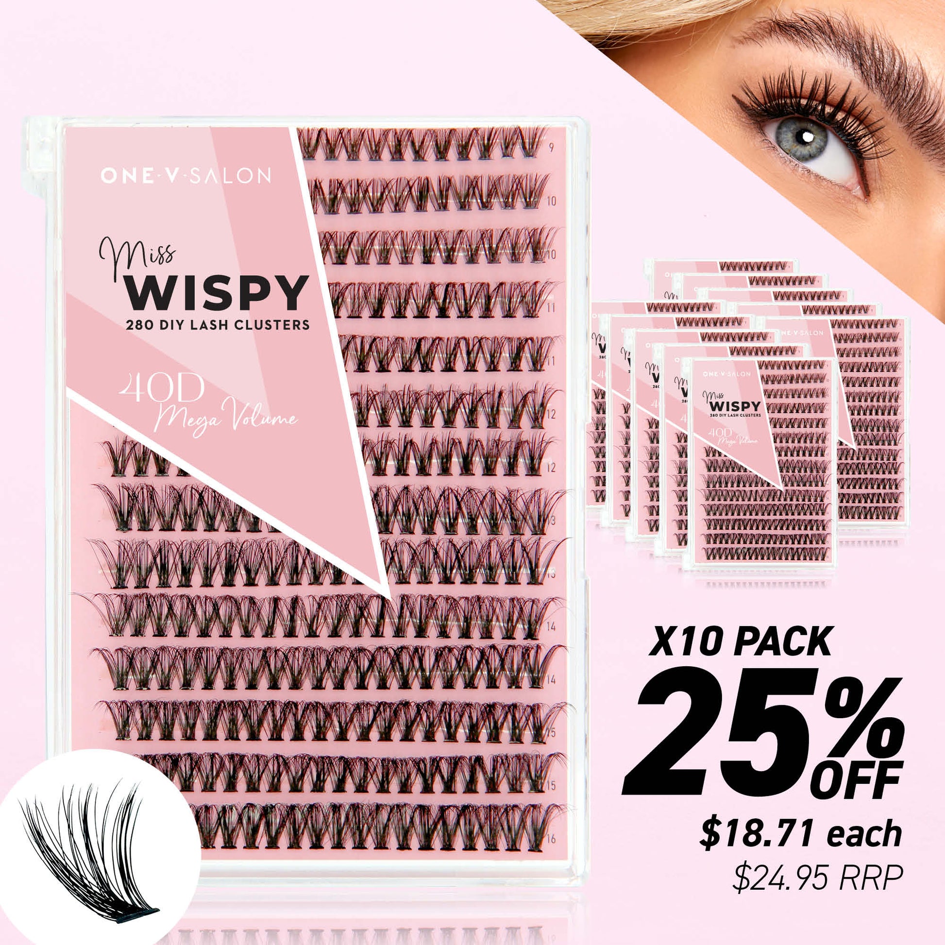 40D Mega Volume - 280 DIY Cluster Lashes (Bundle Pack) - One V Salon
