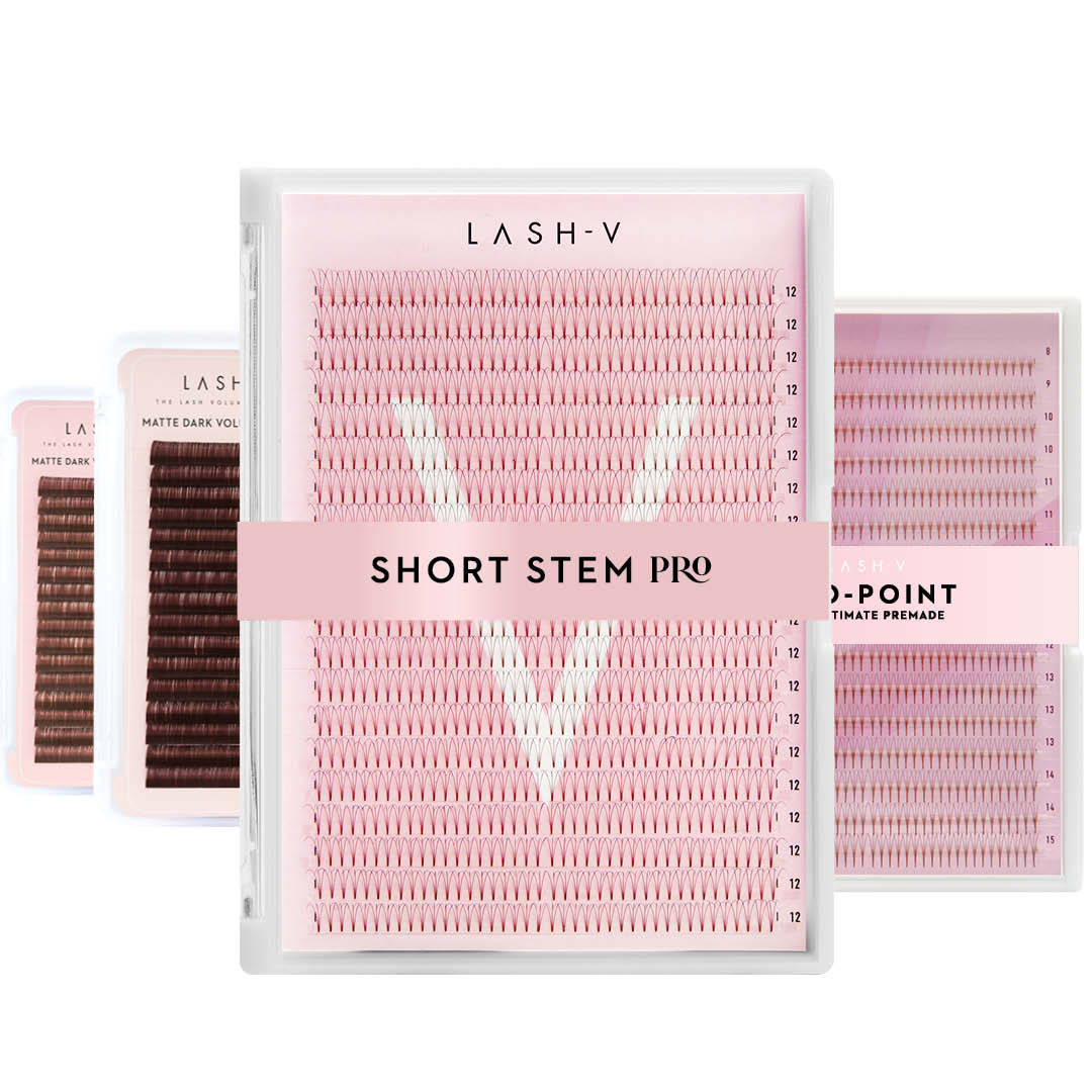 Brown Lashes Saver Bundle - x4 Trays - Matte Dark/Short Stem/Pro-point - One V Salon