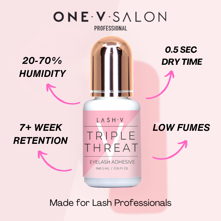 Adhesive Glue - Triple Threat - Best Eyelash Extensions Glue - Lash Supplies - 2 Pack - One V Salon