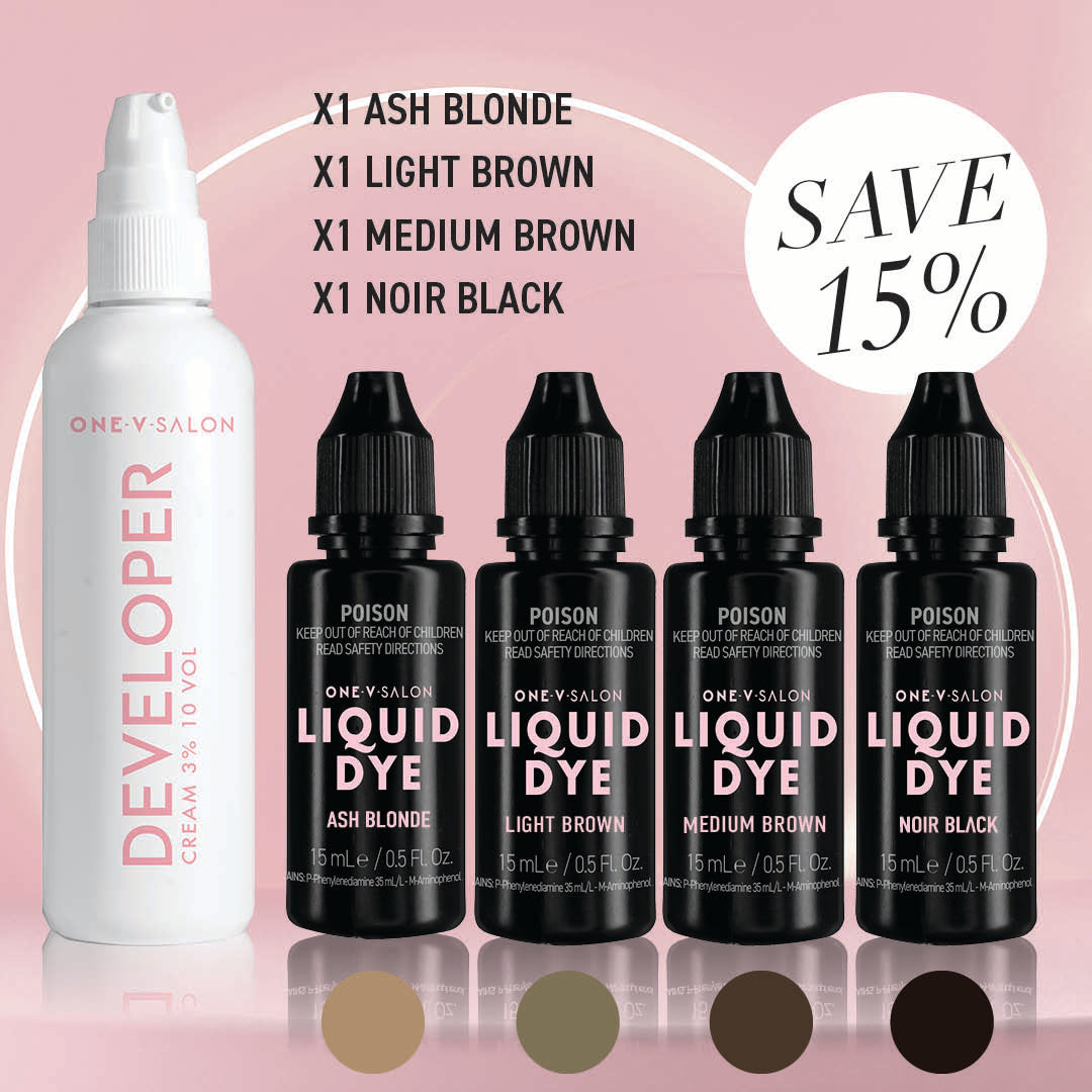 Brow Liquid Dye Starter Kit - 4 colours + 1 Developer - One V Salon