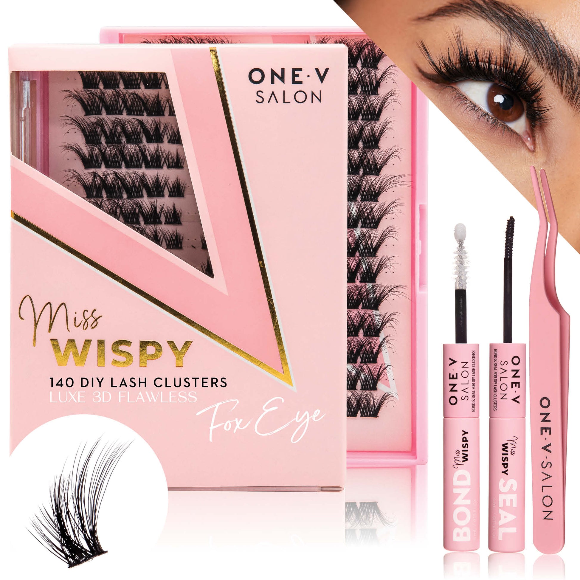 Luxe 3D Flawless - Fox Eye - 140 DIY Cluster Lashes Combo Kit - One V Salon