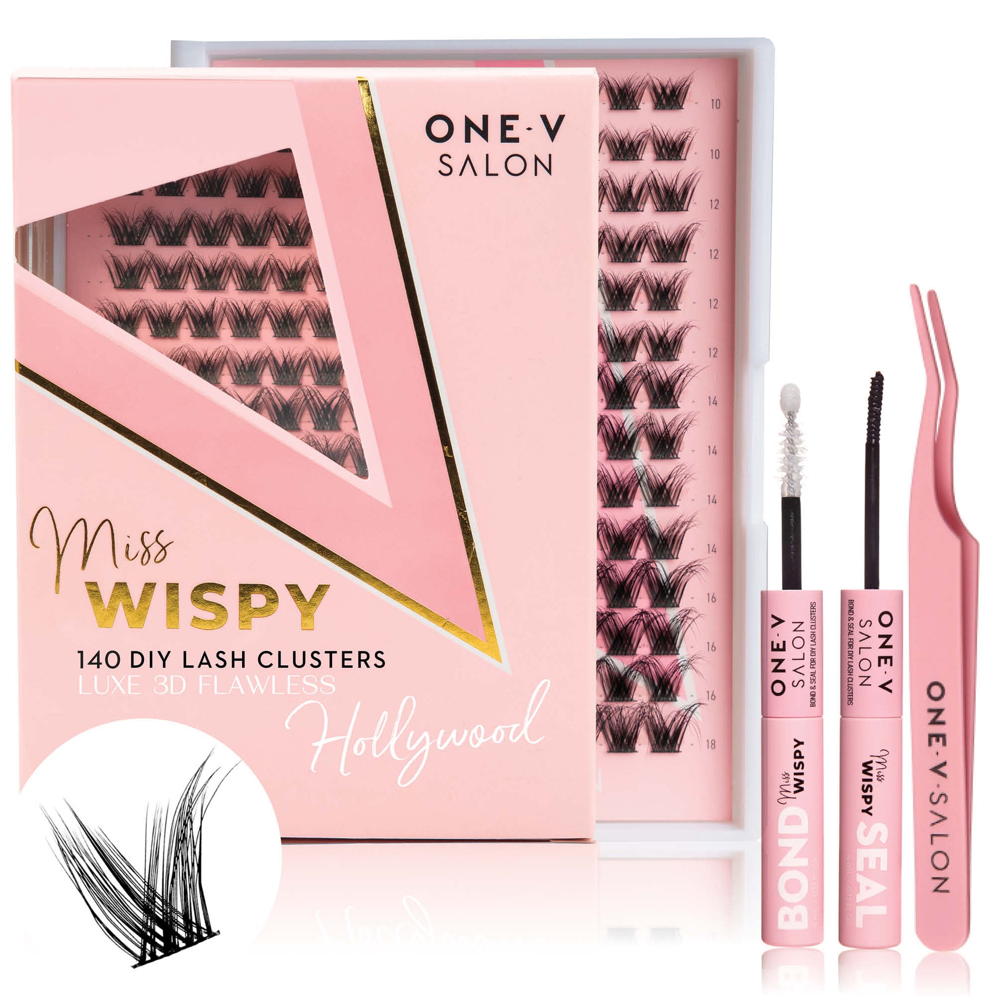 Luxe 3D Flawless -Hollywood - 140 DIY Cluster Lashes Combo Kit (Bundle Pack) - One V Salon