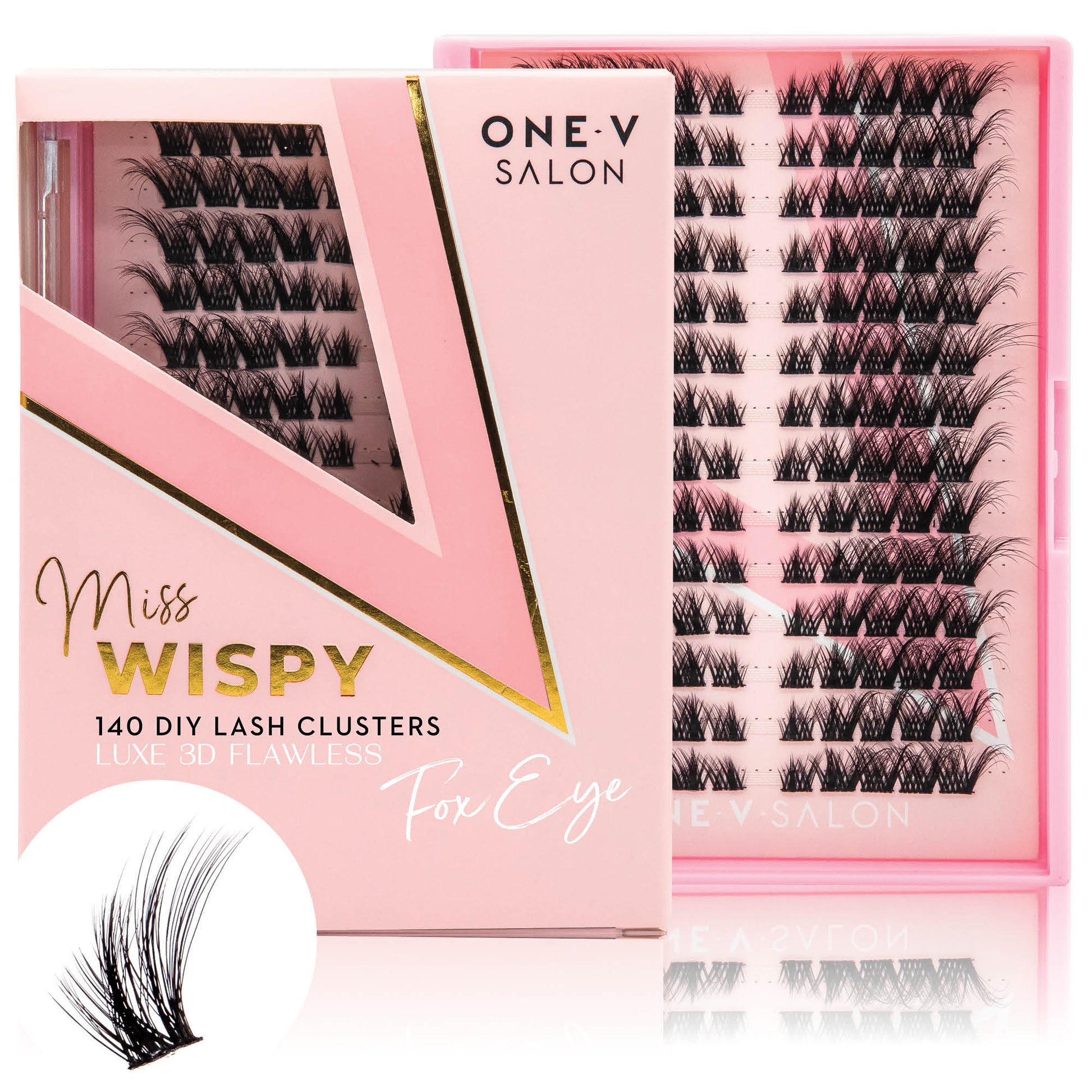 Luxe 3D Flawless - Fox Eye - 140 DIY Cluster Lashes Complete Kit - One V Salon