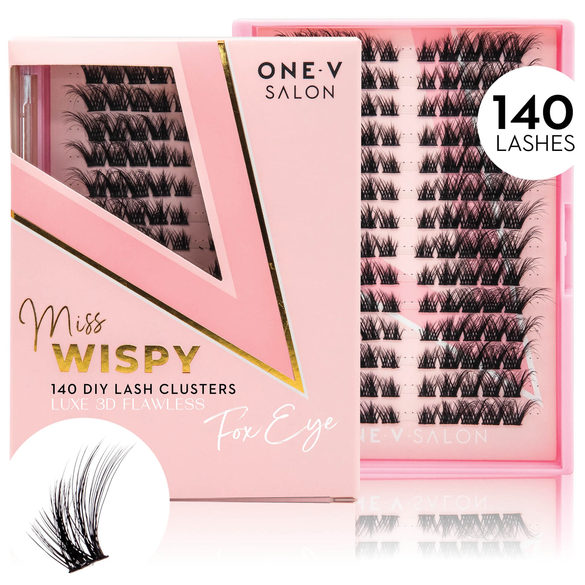 Luxe 3D Flawless - Fox Eye - 140 DIY Cluster Lashes Complete Kit (Bundle Pack) - One V Salon