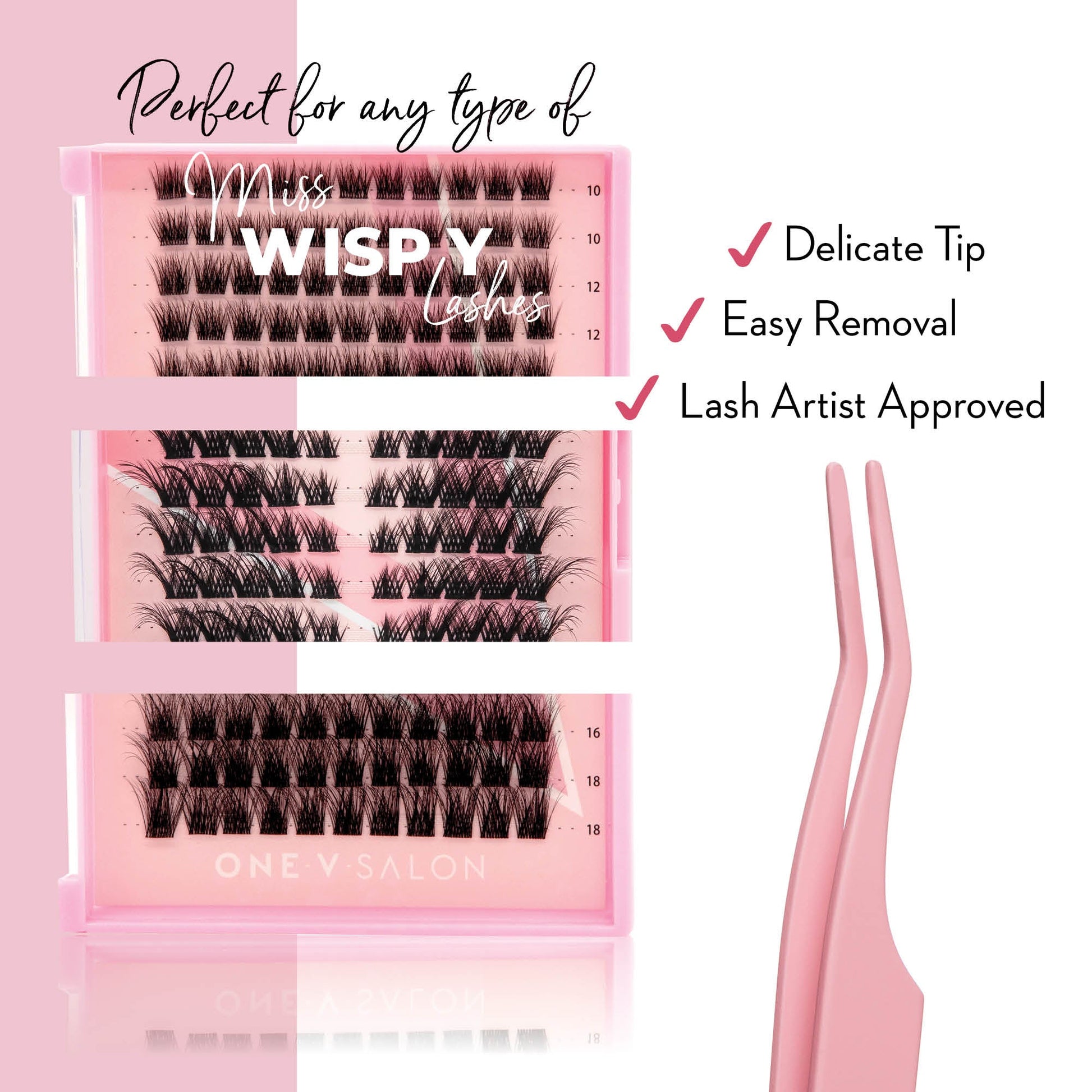 Miss Wispy Cluster Lashes - Applicator Tweezer - Bundle Packs - One V Salon