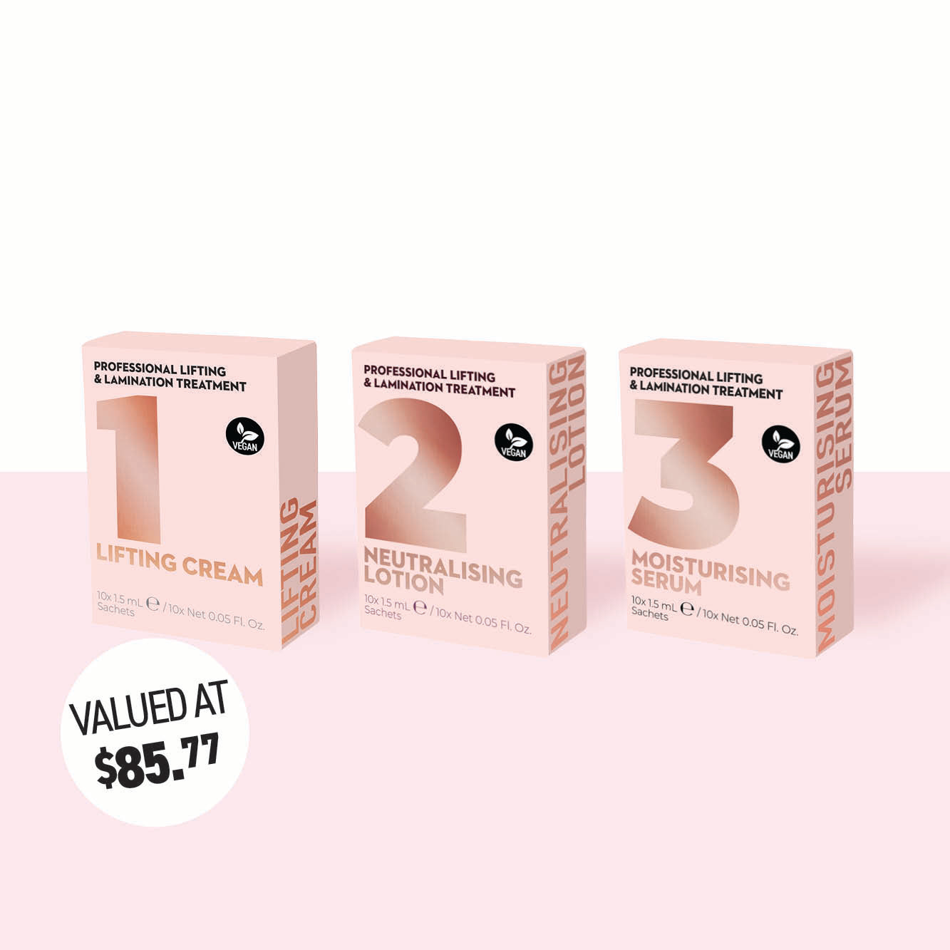 Lash Lift & Brow Lamination Solution Bundle Step 1, 2 & 3 - One V Salon