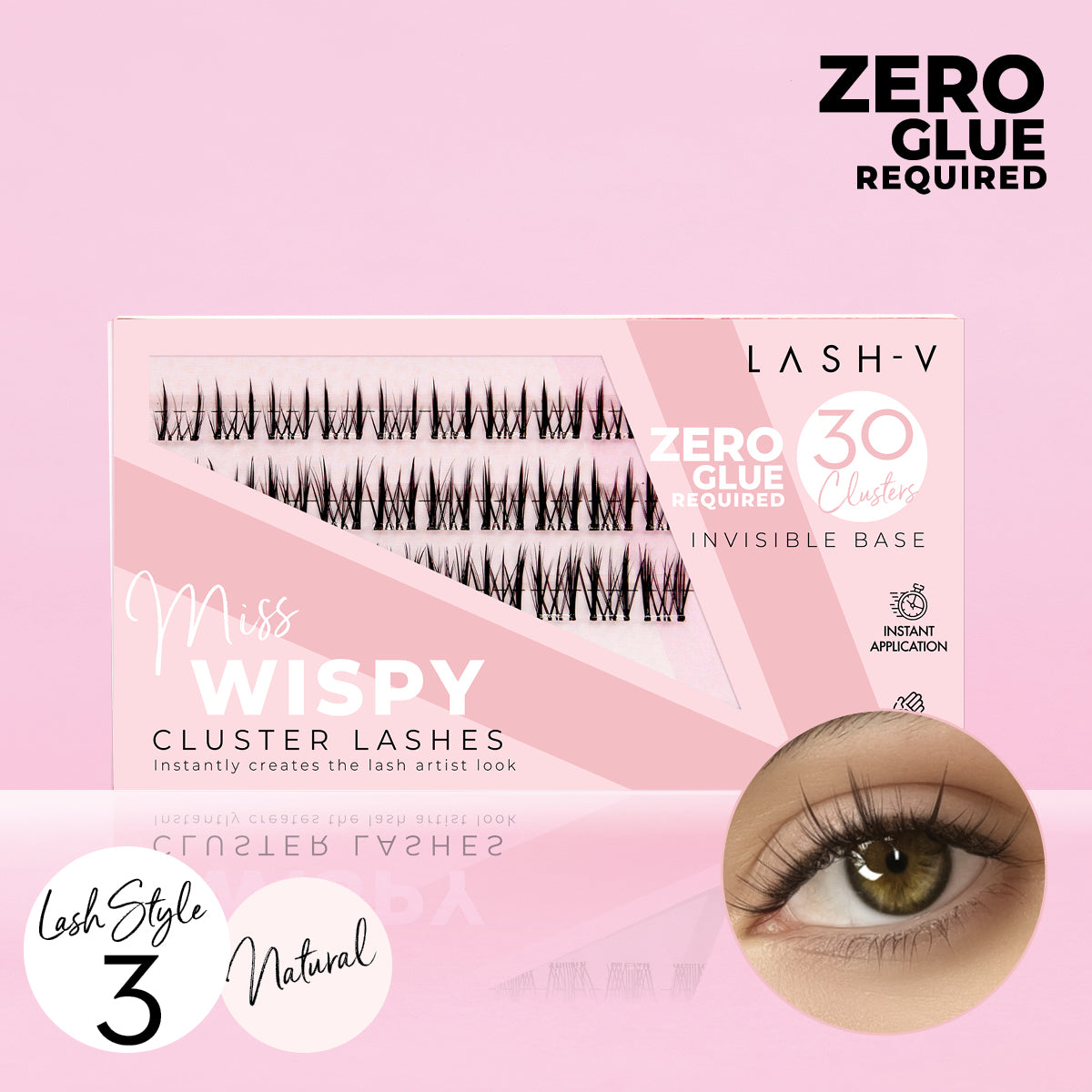 Miss Wispy Cluster Lashes - No Glue - 30 Clusters . - One V Salon