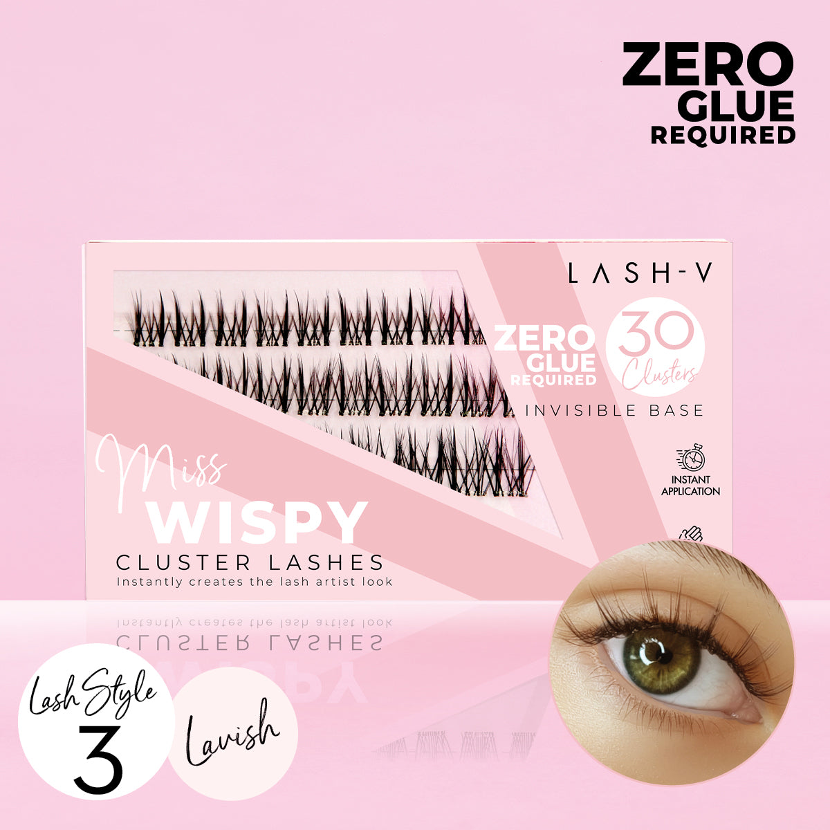 Miss Wispy Cluster Lashes - No Glue - 30 Clusters . - One V Salon