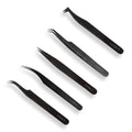 Titanium Eyelash Tweezers - 5x Pack Combo - One V Salon