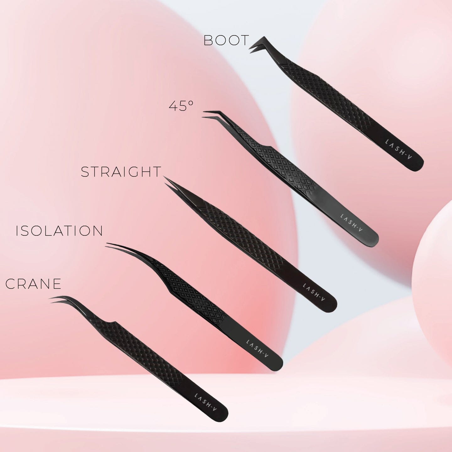 Titanium Eyelash Tweezers - 5x Pack Combo - One V Salon