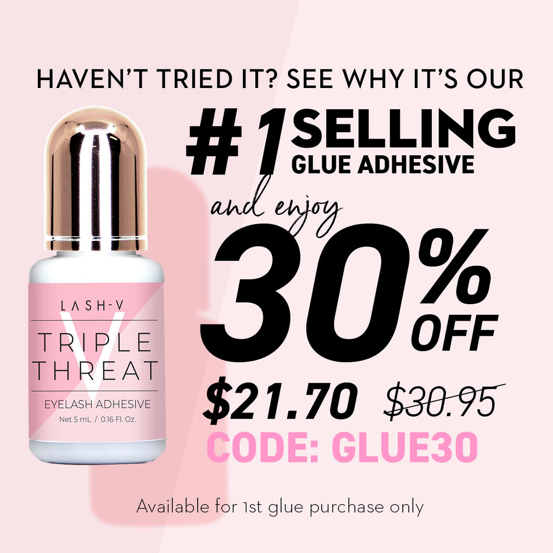 Adhesive Glue - Triple Threat - Best Eyelash Extensions Glue - Lash Supplies - 2 Pack - One V Salon