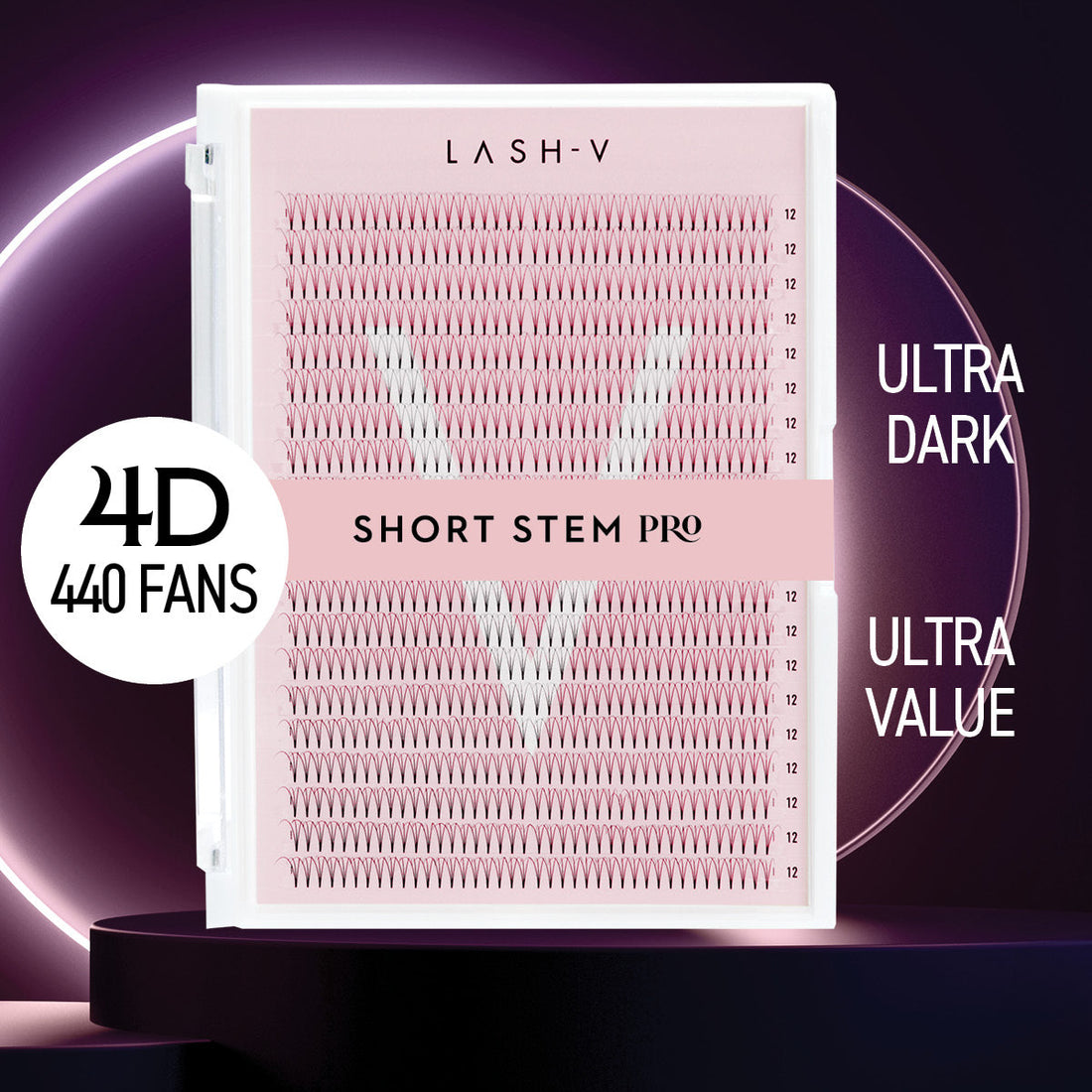 4D Short Stem Pro - Ultra Dark Premade Fans - One V Salon