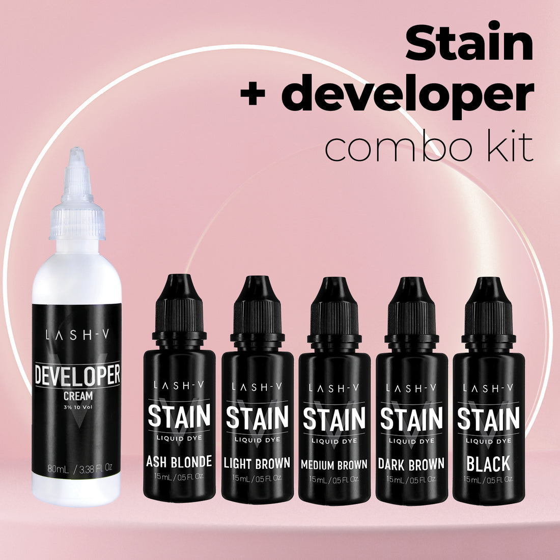 Brow Stain Combo Kit  - X5 Stain + Developer 3% - One V Salon