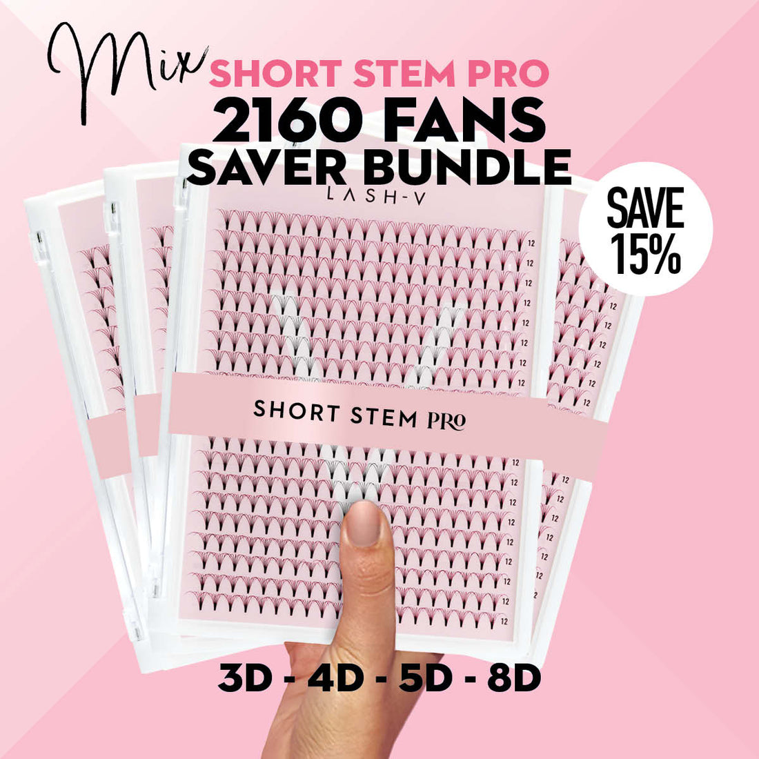 Short Stem Pro Saver Bundle - X4 trays - 2160 Premade fans - One V Salon