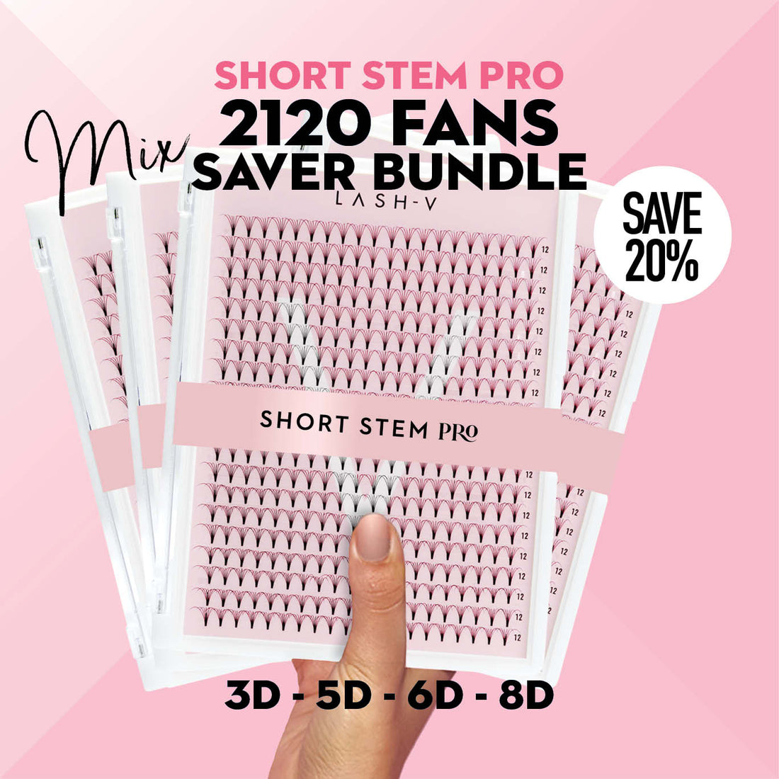 Short Stem Pro Saver Bundle - X4 trays - 2120 Premade fans - One V Salon