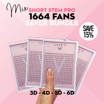 Short Stem Pro Saver Bundle - X4 trays - 1664 Premade fans - One V Salon