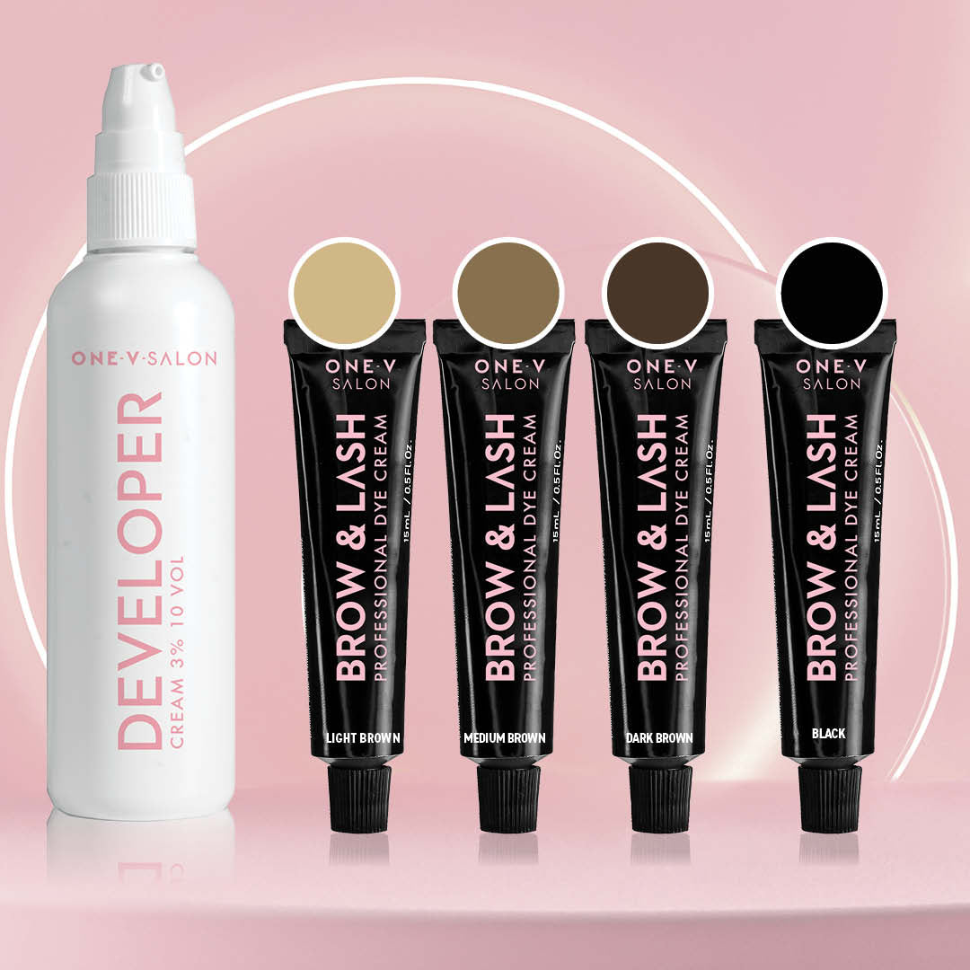 Brow & Lash Cream Dye Starter Kit - 4 Colors and 1 Developer - One V Salon
