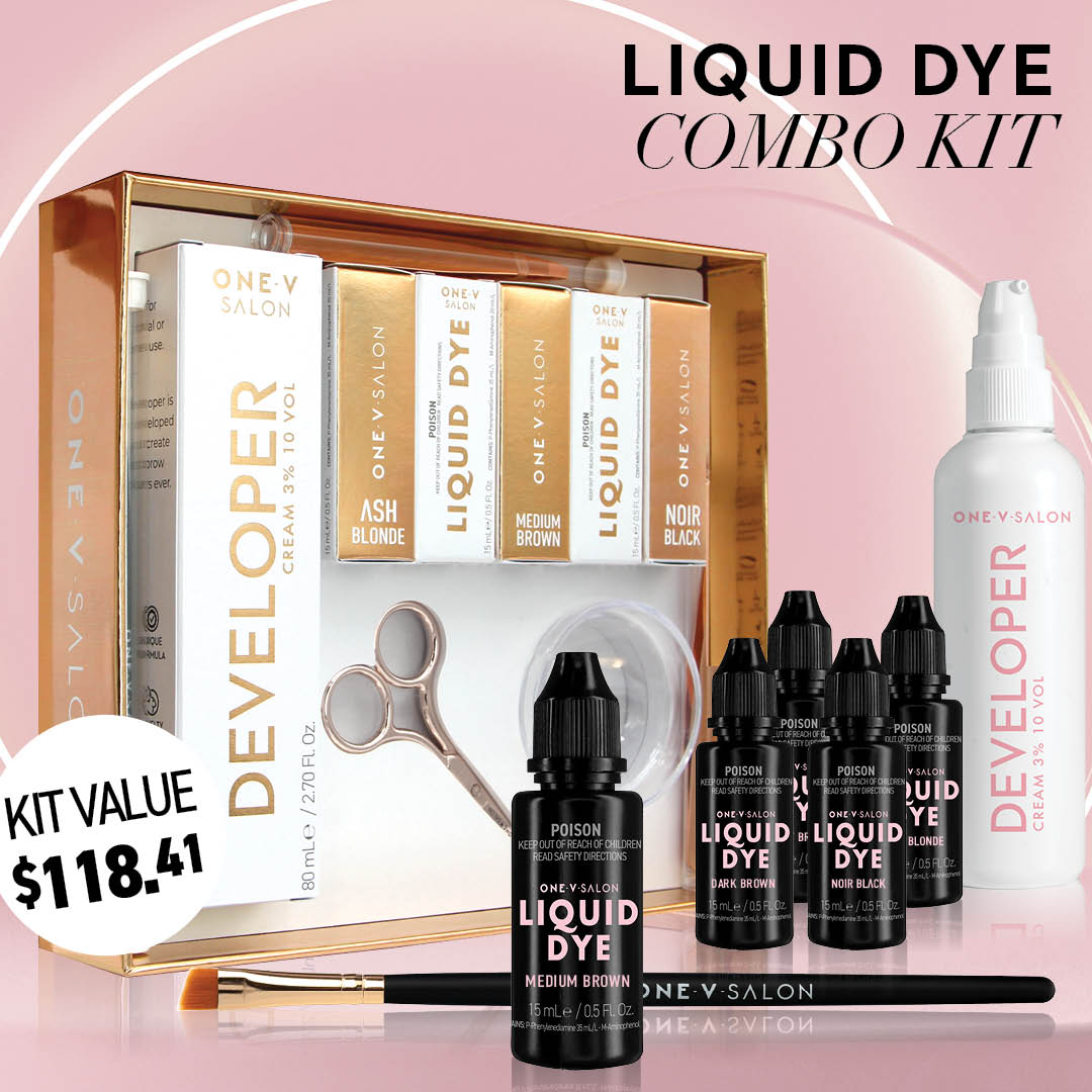 &be Liquid Eyebrow ダークブラウン 5本セット Brow Liquid Dye Complete Combo Kit - X5 colours - ONE V SALON PRO