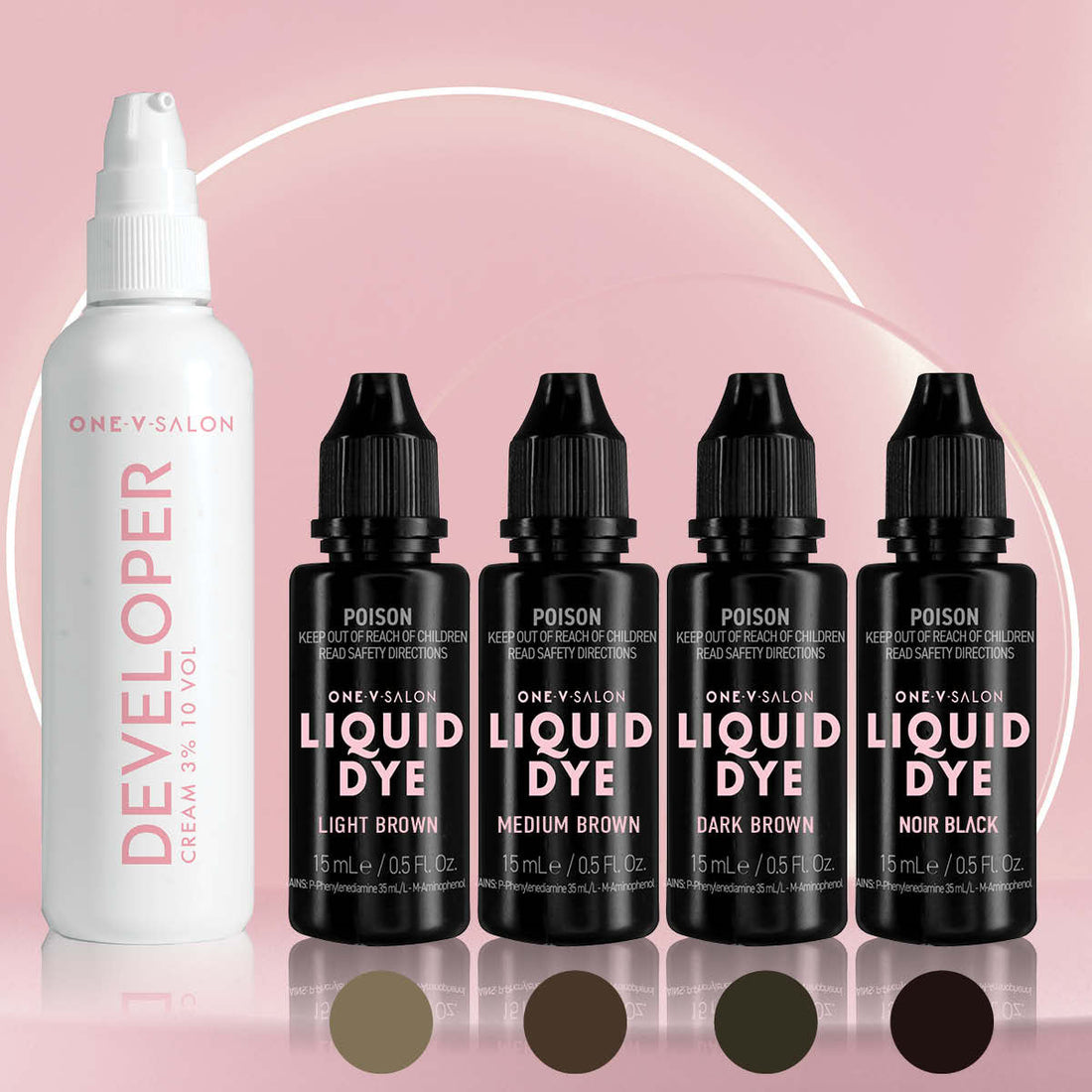 Brow Liquid Dye Starter Kit - 4 colours + 1 Developer - One V Salon