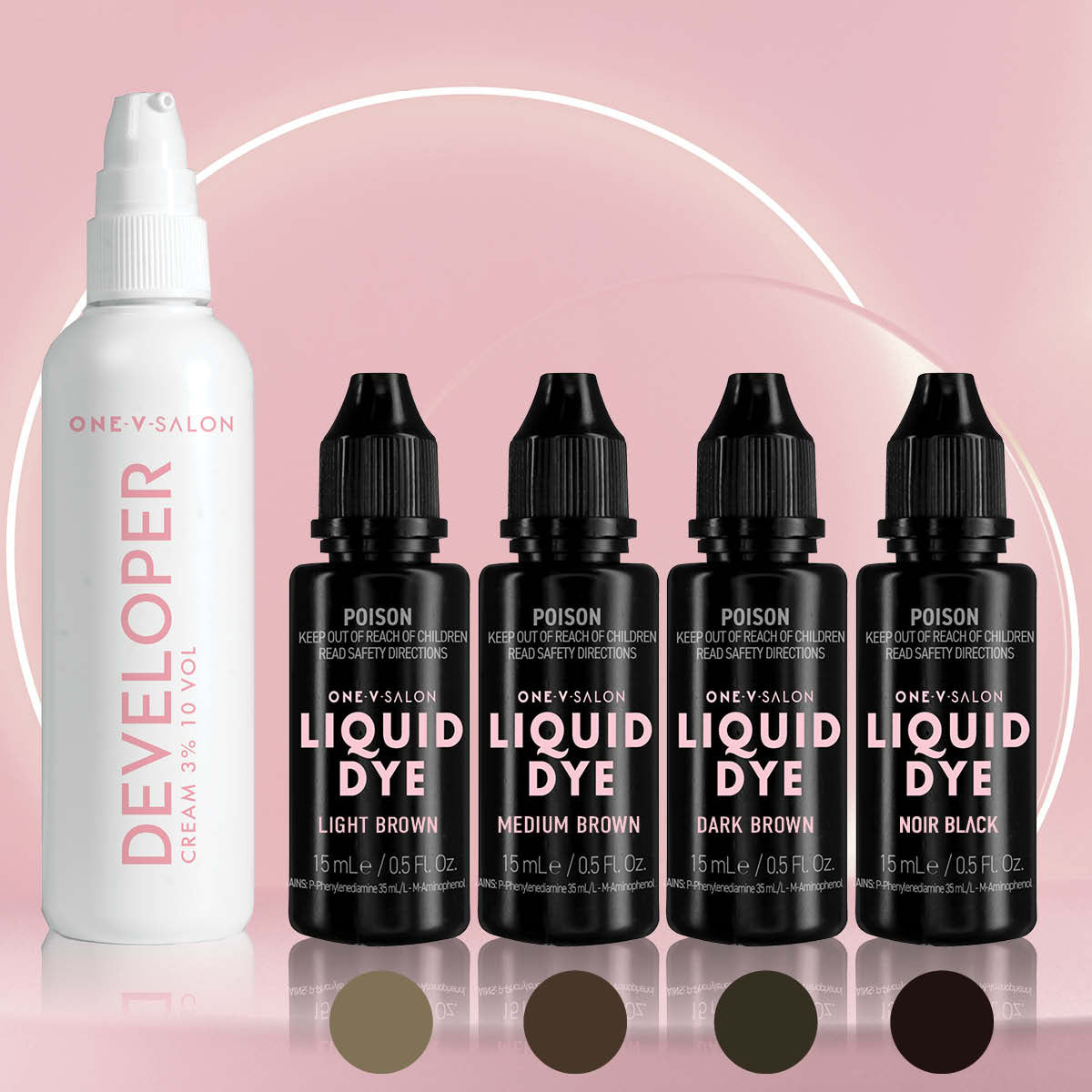 Brow Liquid Dye Starter Kit - 4 colours + 1 Developer - One V Salon