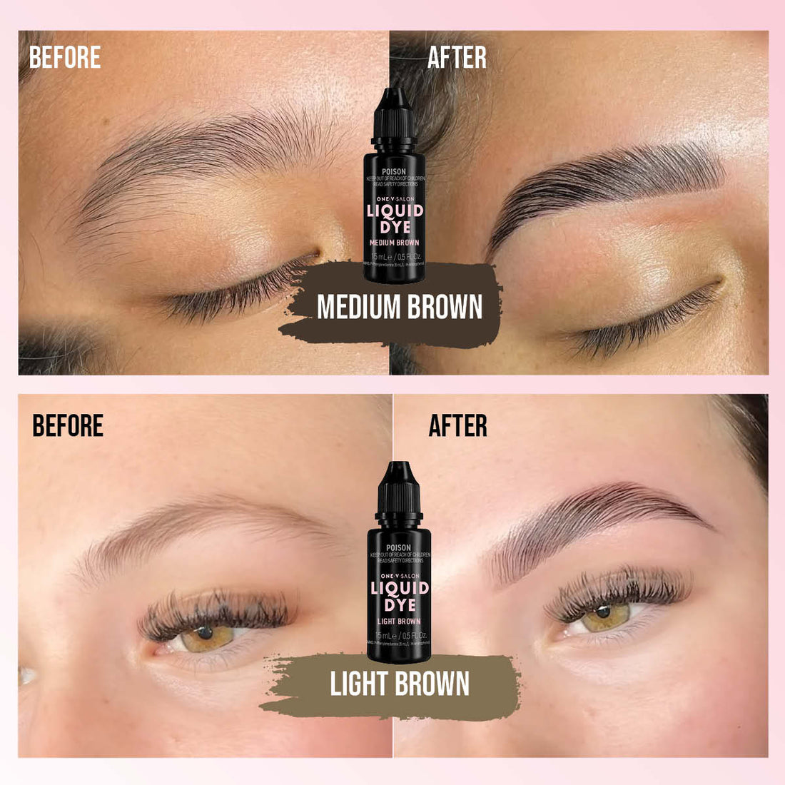 Brow Liquid Dye Complete Combo Kit  - X5 colours - Airbrush Liquid Activator - One V Salon