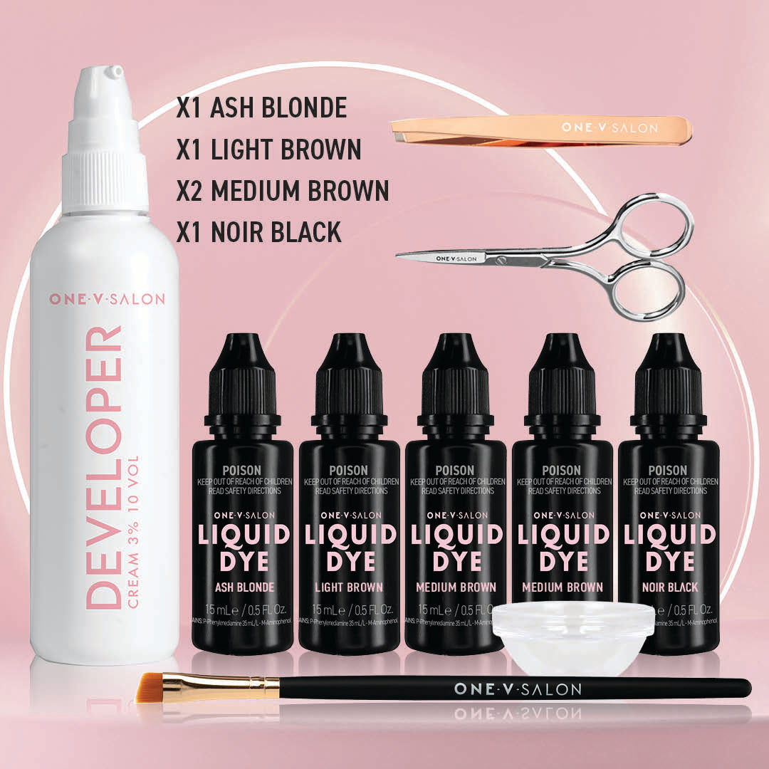 Brow Liquid Dye Complete Combo Kit - X5 colours - One V Salon
