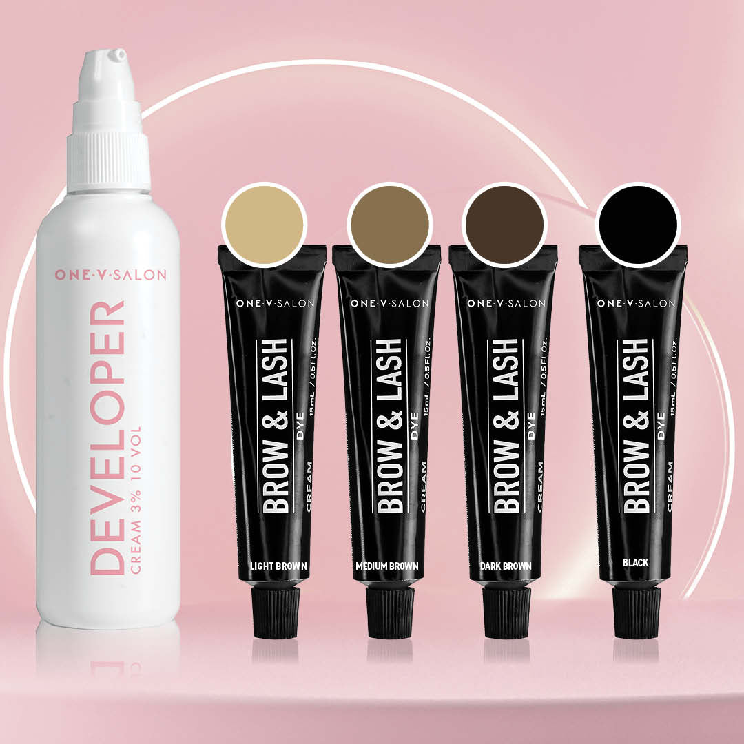 Brow & Lash Cream Dye Starter Kit - 4 Colors and 1 Developer - One V Salon
