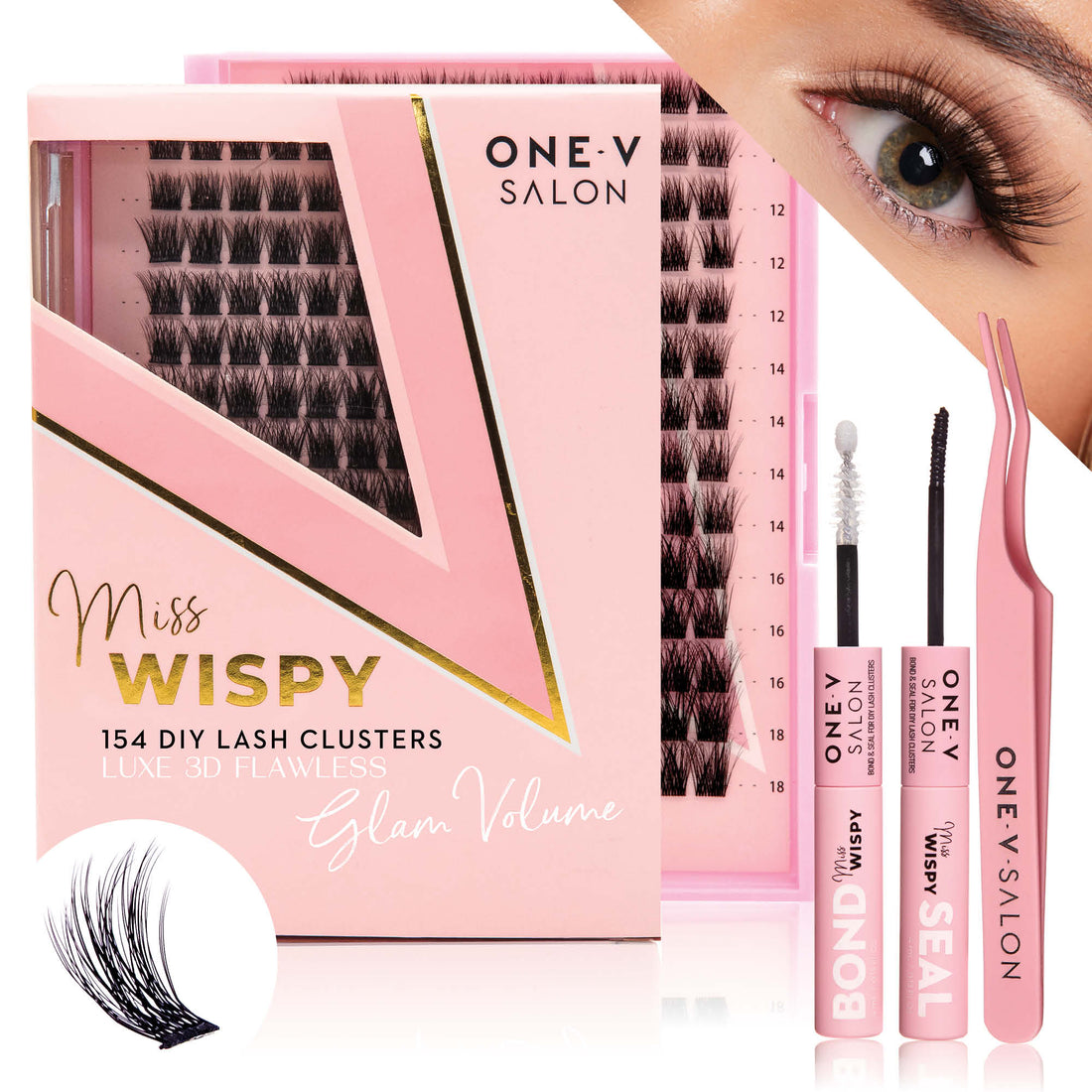 Luxe 3D Flawless -Glam Volume - 154 DIY Cluster Lashes Combo Kit - One V Salon