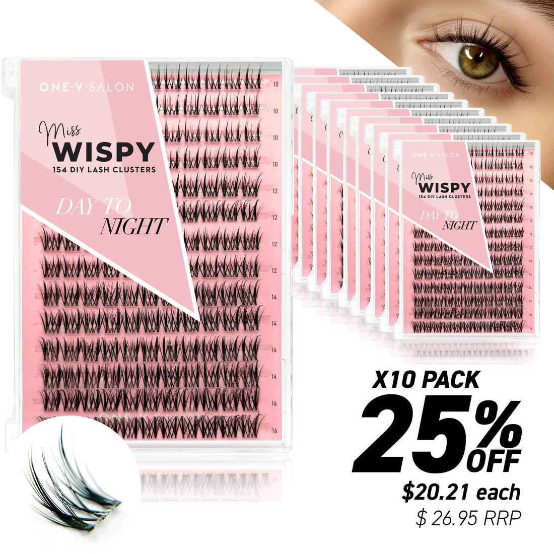Miss Wispy Cluster Lashes Day to Night - 154 DIY Cluster Lashes (Bundle packs) - One V Salon
