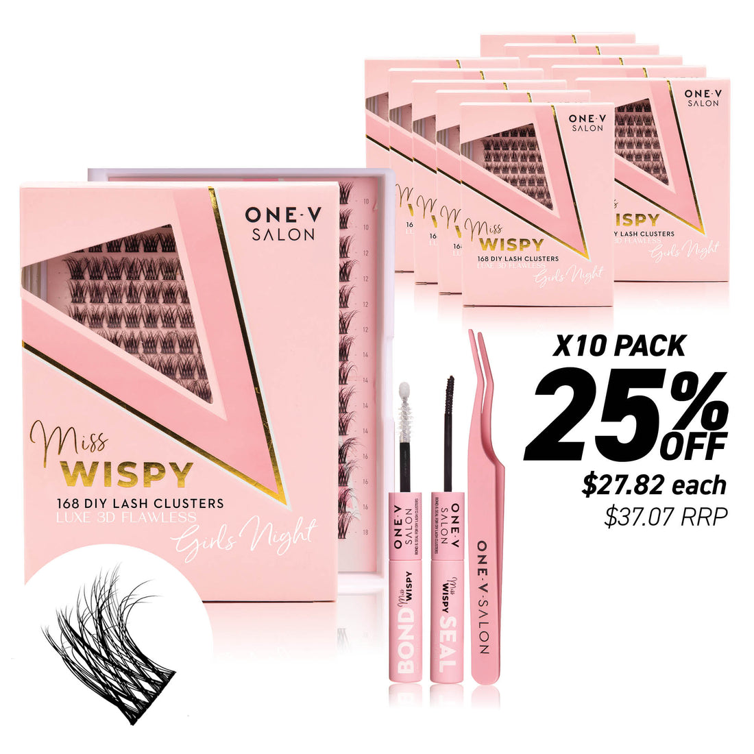 Luxe 3D Flawless - Girls Night - 168 DIY Cluster Lashes Combo Kit (Bundle Pack) - One V Salon