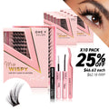 Luxe 3D Flawless - Fox Eye - 140 DIY Cluster Lashes Complete Kit (Bundle Pack) - One V Salon