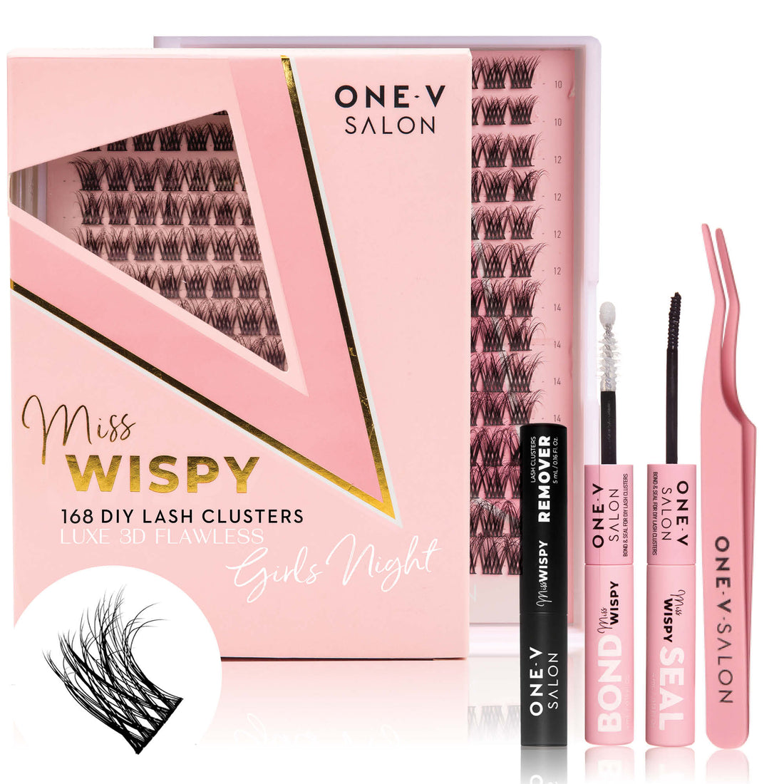 Luxe 3D Flawless - Girls Night - 168 DIY Cluster Lashes Complete Kit - One V Salon