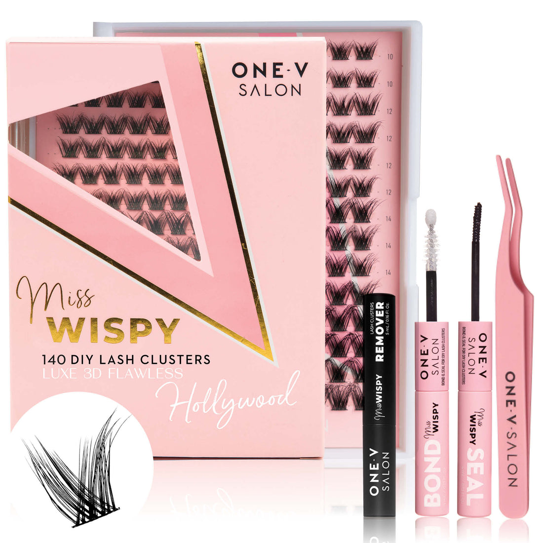 Luxe 3D Flawless -Hollywood - 140 DIY Cluster Lashes Complete Kit - One V Salon