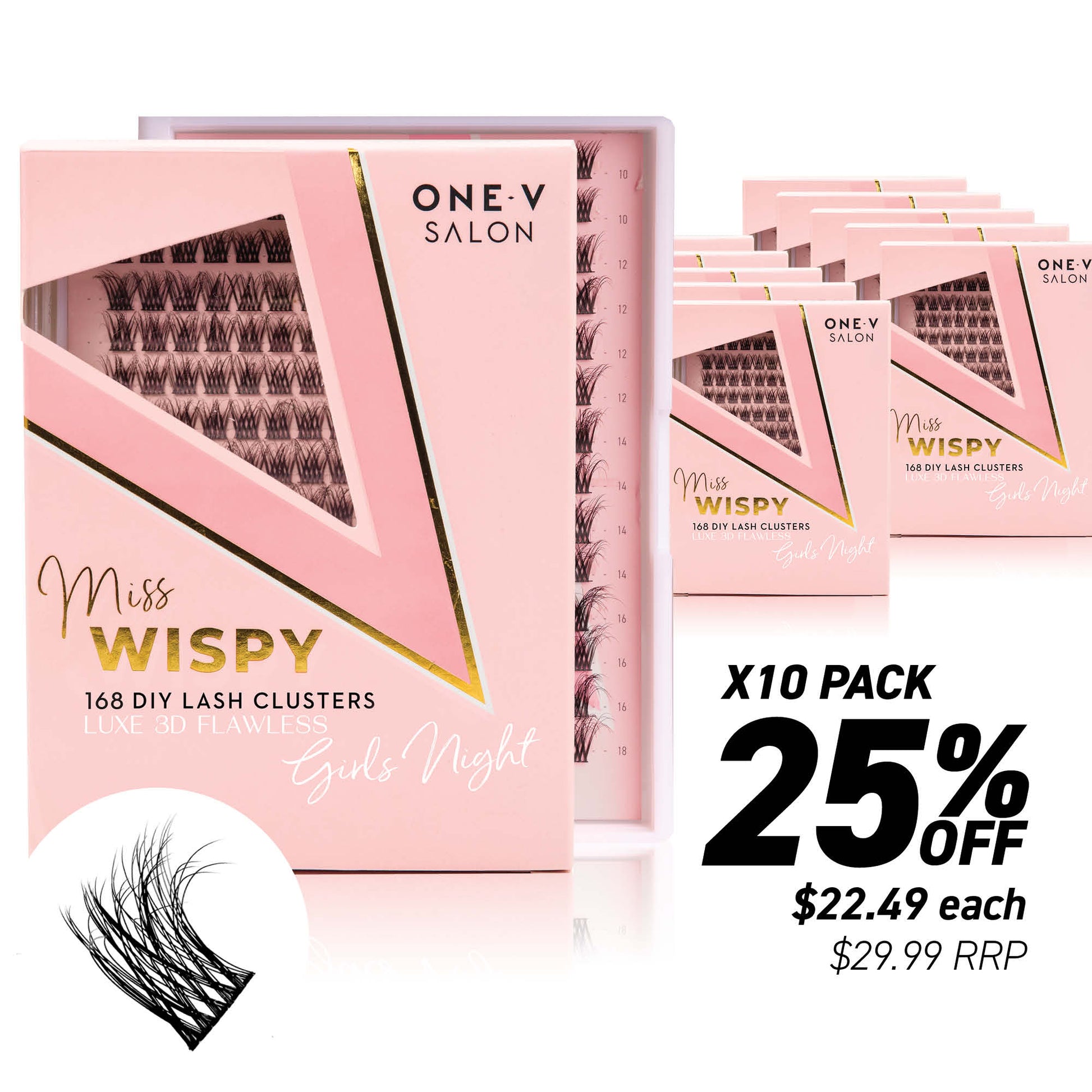 Luxe 3D Flawless - Girls Night - 168 DIY Cluster Lashes (Bundles Pack) - One V Salon