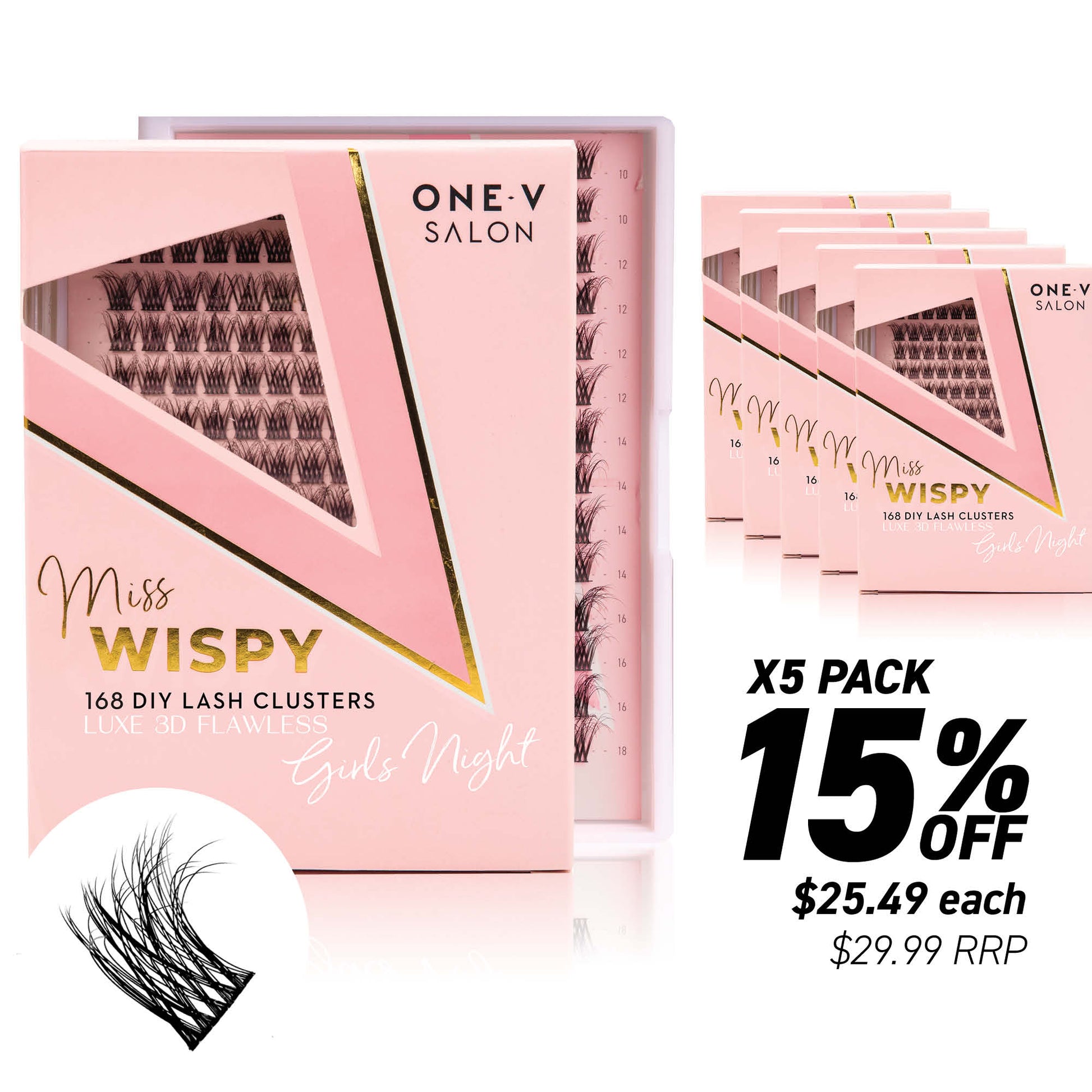 Luxe 3D Flawless - Girls Night - 168 DIY Cluster Lashes (Bundles Pack) - One V Salon