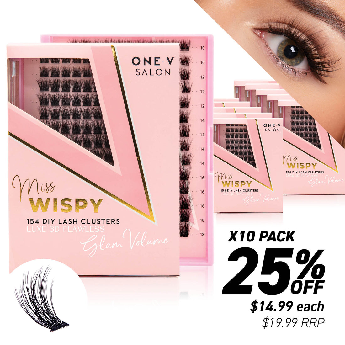 Luxe 3D Flawless -Glam Volume - 154 DIY Cluster Lashes (Bundles Packs) - One V Salon