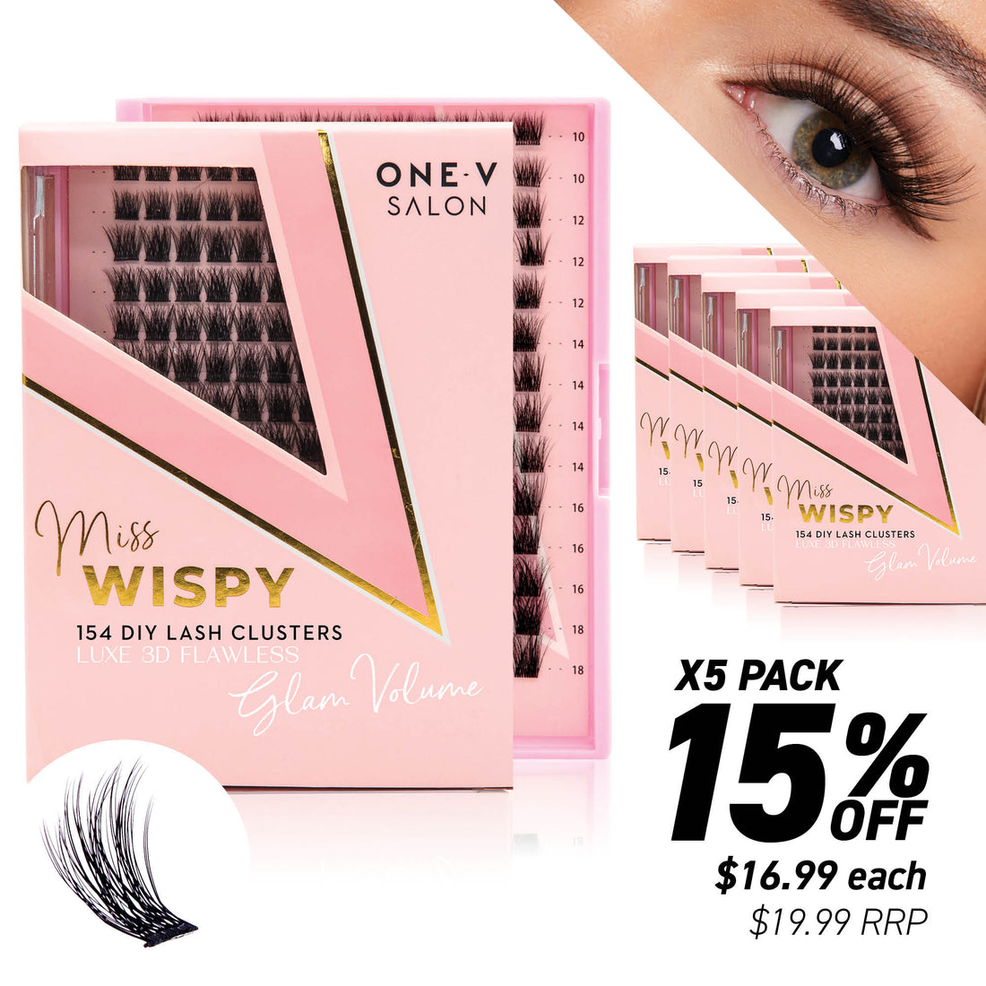 Luxe 3D Flawless -Glam Volume - 154 DIY Cluster Lashes (Bundles Packs) - One V Salon