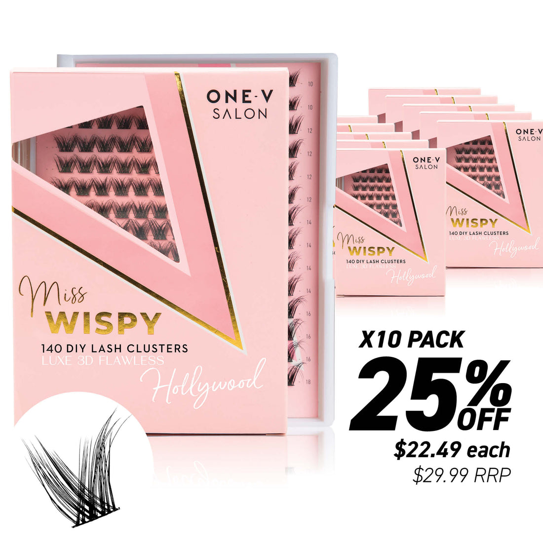 Luxe 3D Flawless -Hollywood - 140 DIY Cluster Lashes (Bundle Pack) - One V Salon