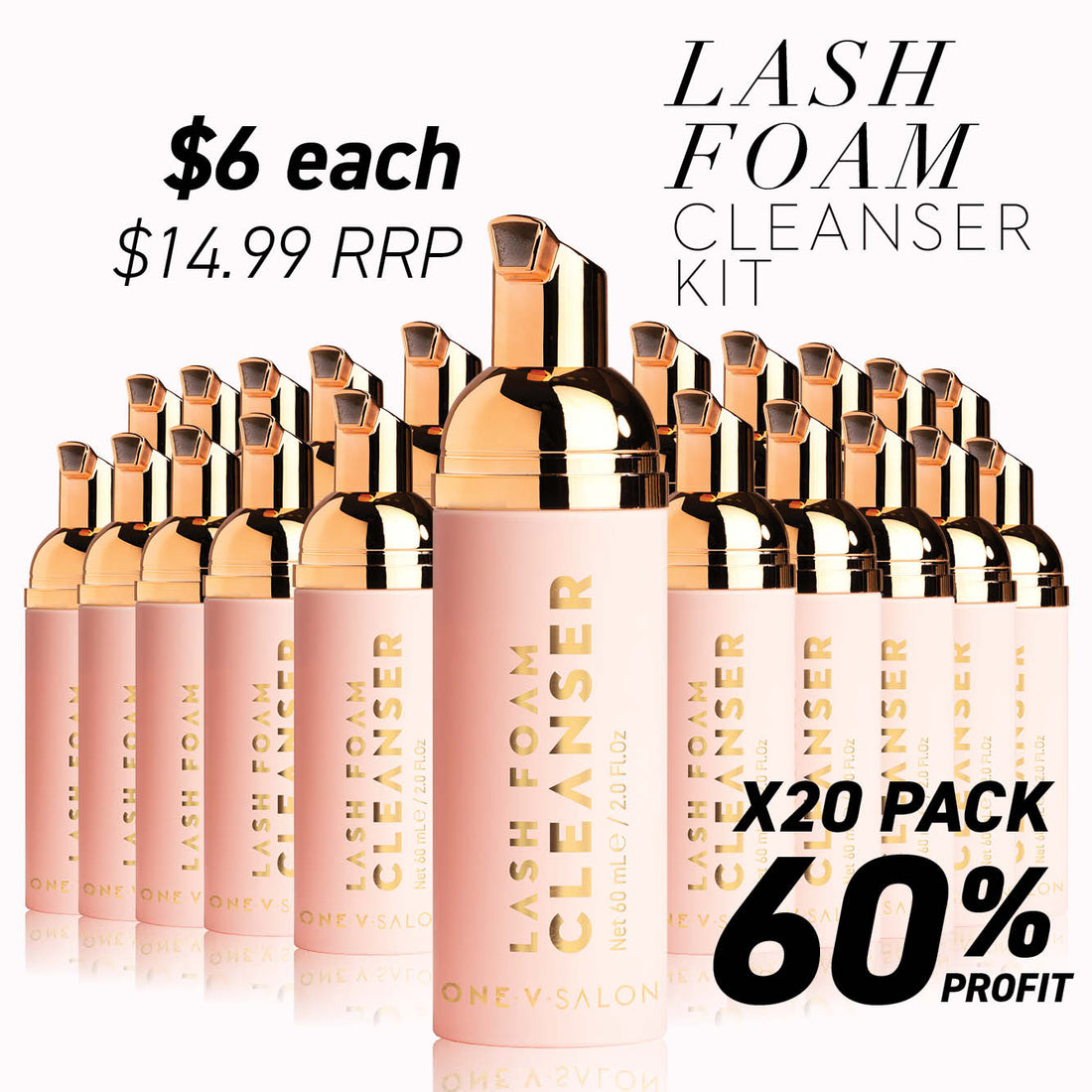 Lash Foam Cleanser Kit - (Bundle Packs) - Lash Cleanser + Lash Brush + Mascara Wand- Wholesale packs - One V Salon