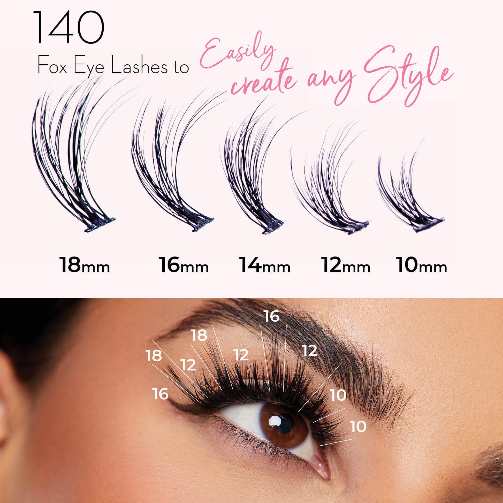 Luxe 3D Flawless - Fox Eye - 140 DIY Cluster Lashes - One V Salon
