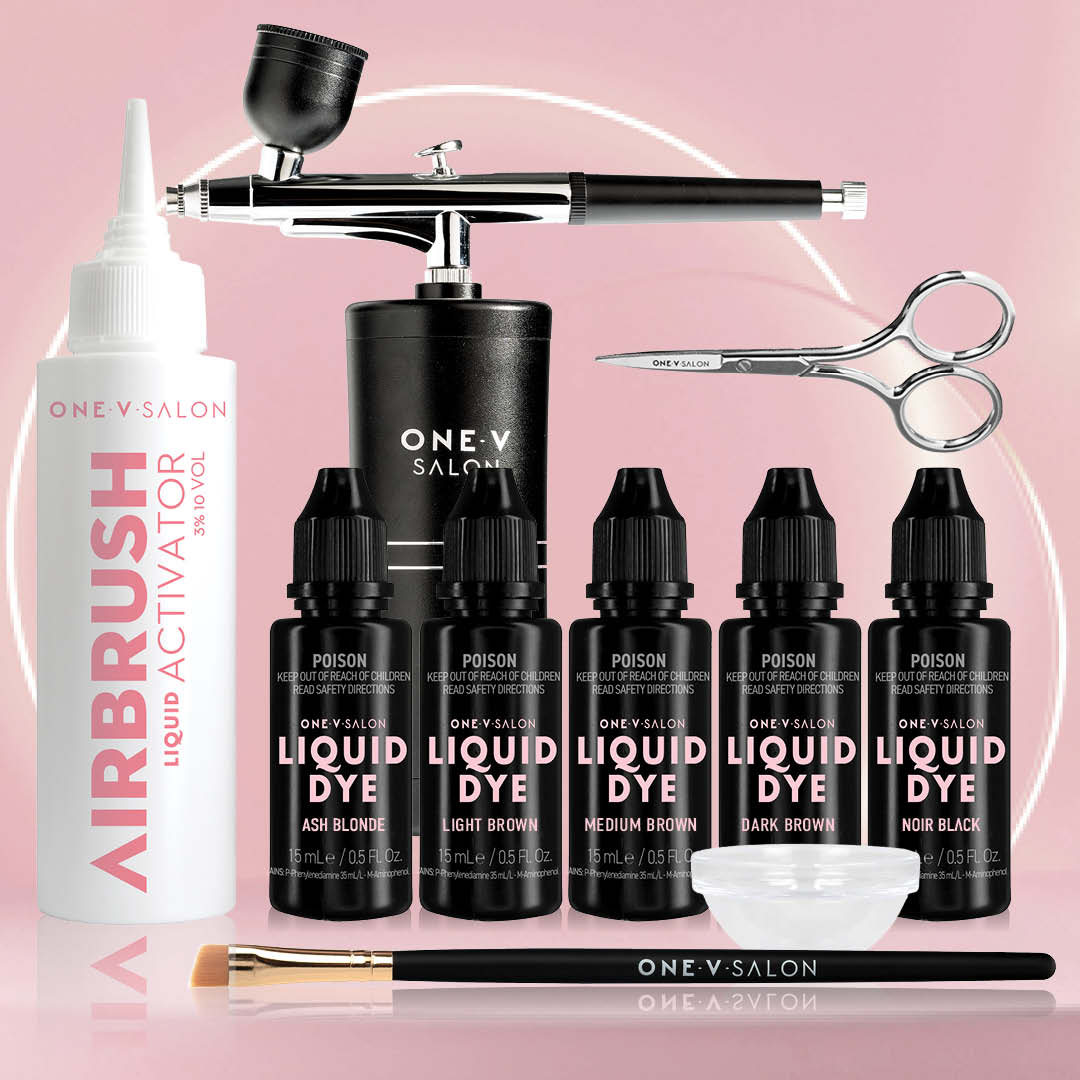 Brow Liquid Dye Complete Combo Kit  And Airbrush Bundle Kit - One V Salon