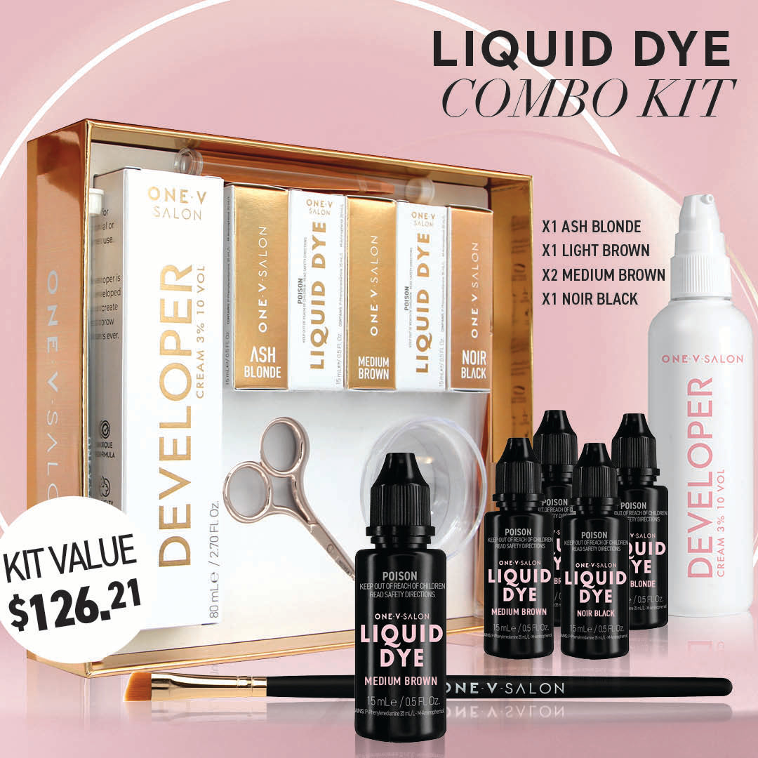 Brow Liquid Dye Complete Combo Kit - X5 colours - One V Salon