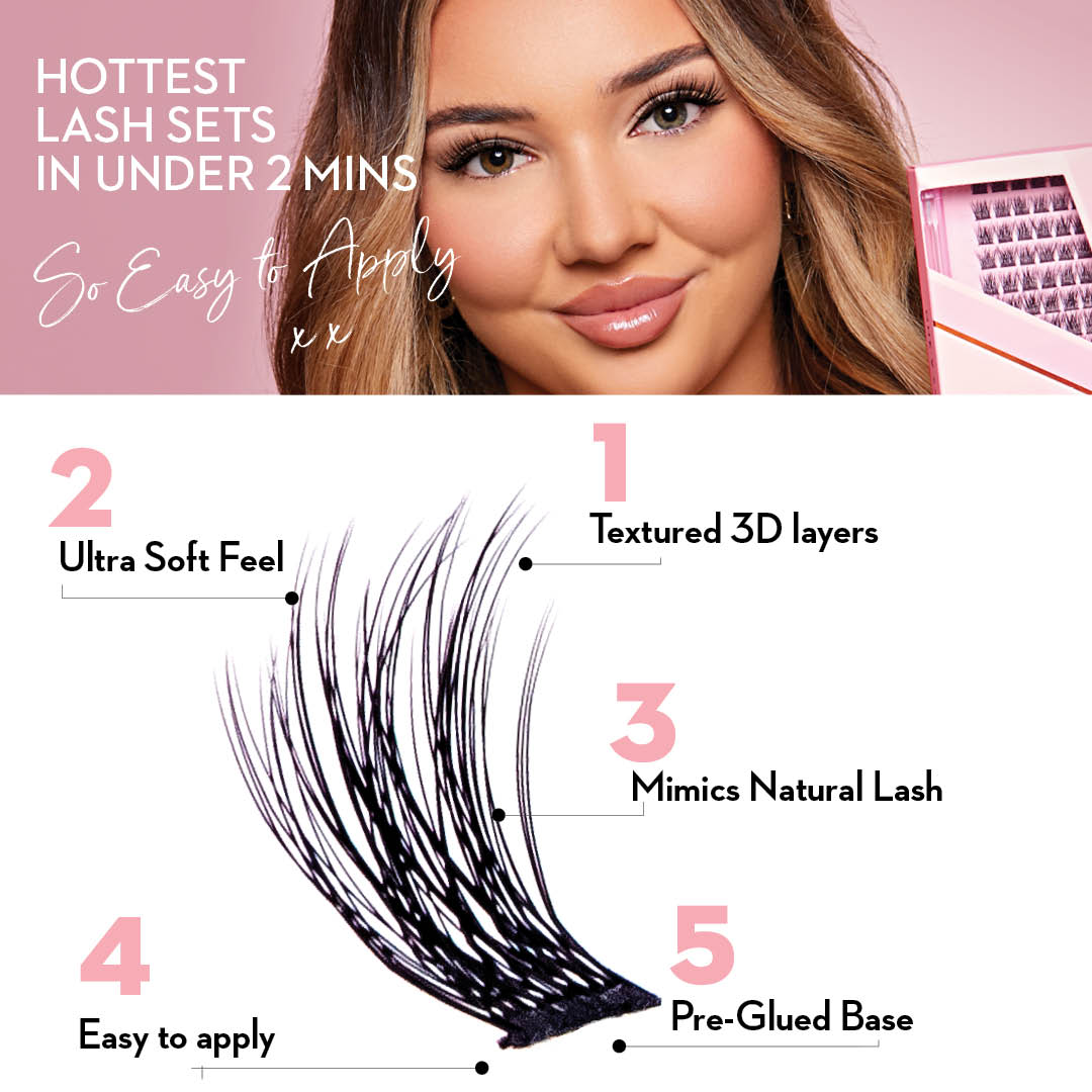 Miss Wispy Glam Volume Press On Pre-glued Under-lashes Cluster Lashes & Applicator - One V Salon