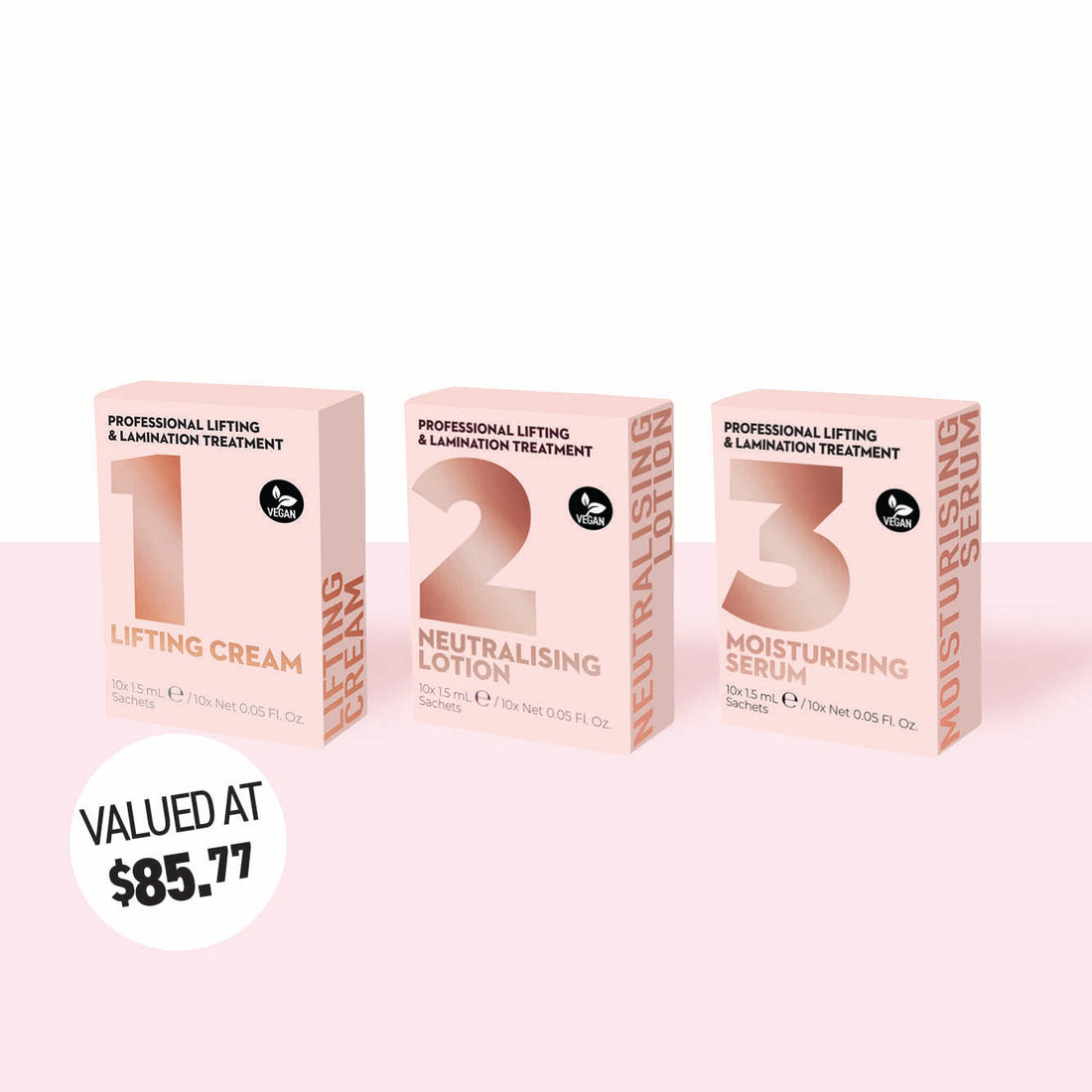 Lash Lift & Brow Lamination Solution Bundle Step 1, 2 & 3 - One V Salon