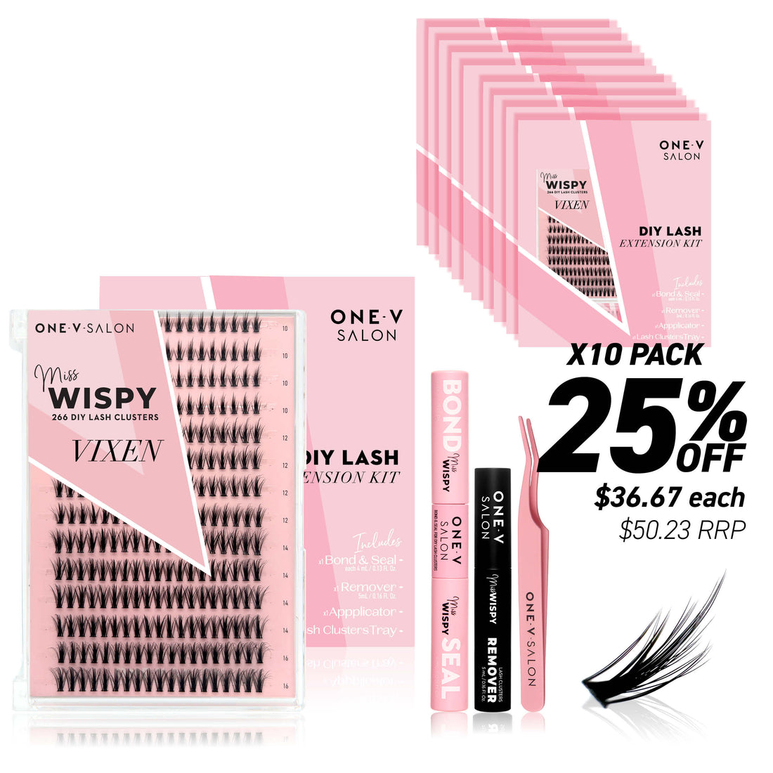 Miss Wispy Cluster Lashes - Vixen Complete Kit (Bundle Pack) - One V Salon