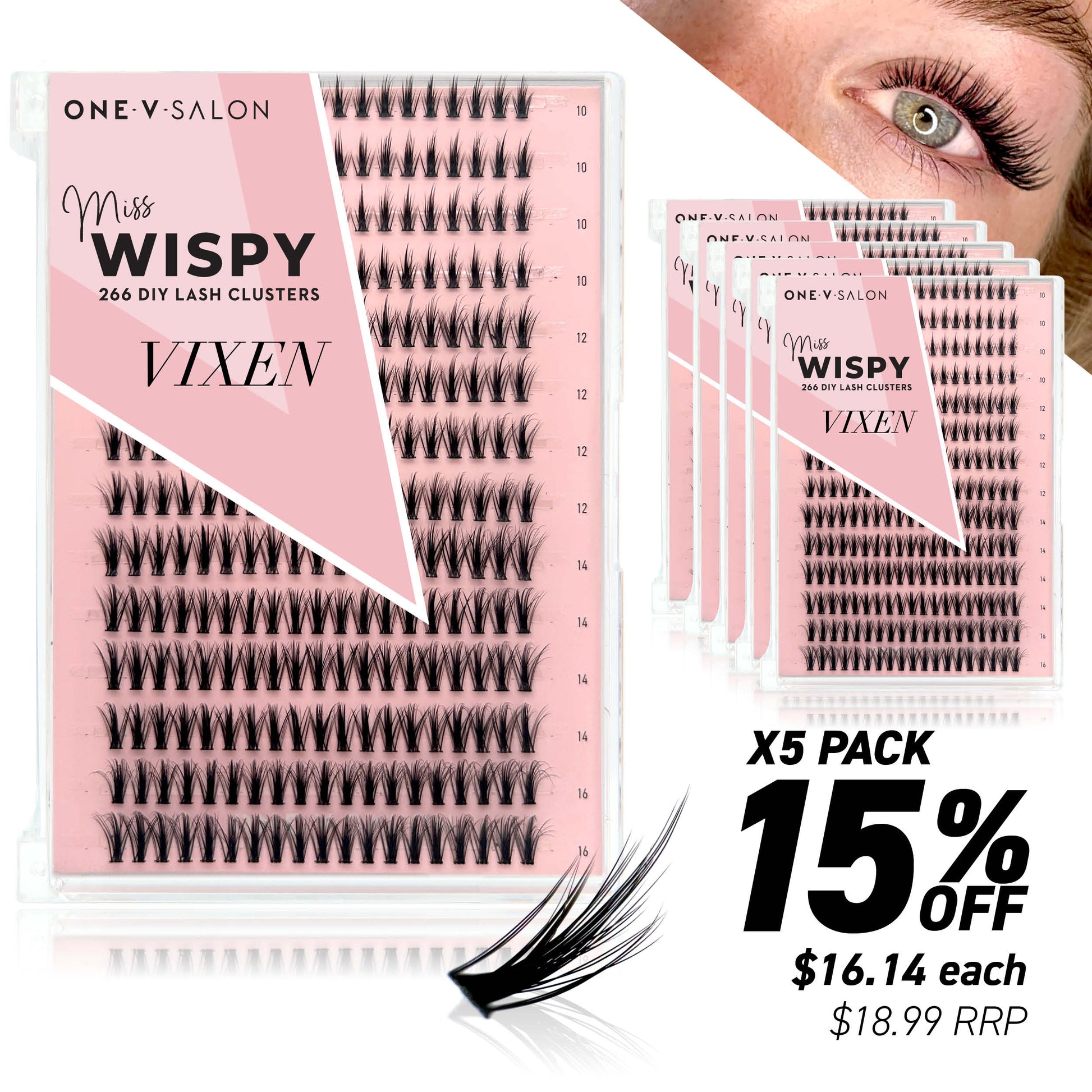 Miss Wispy Cluster Lashes - Vixen (Bundle Pack) - One V Salon