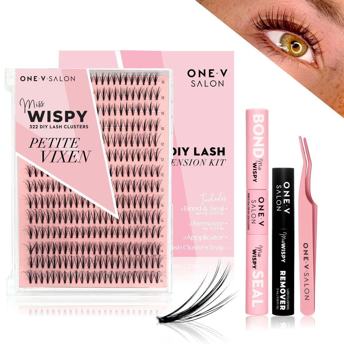 Miss Wispy Cluster Lashes - Petite Vixen Complete Kit - One V Salon