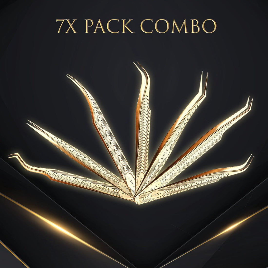 Luxe Gold Tweezers - 7x Pack Combo - One V Salon