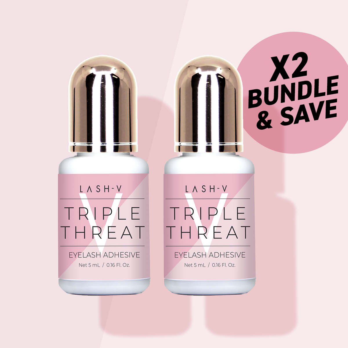 Adhesive Glue - Triple Threat - Best Eyelash Extensions Glue - Lash Supplies - 2 Pack - One V Salon